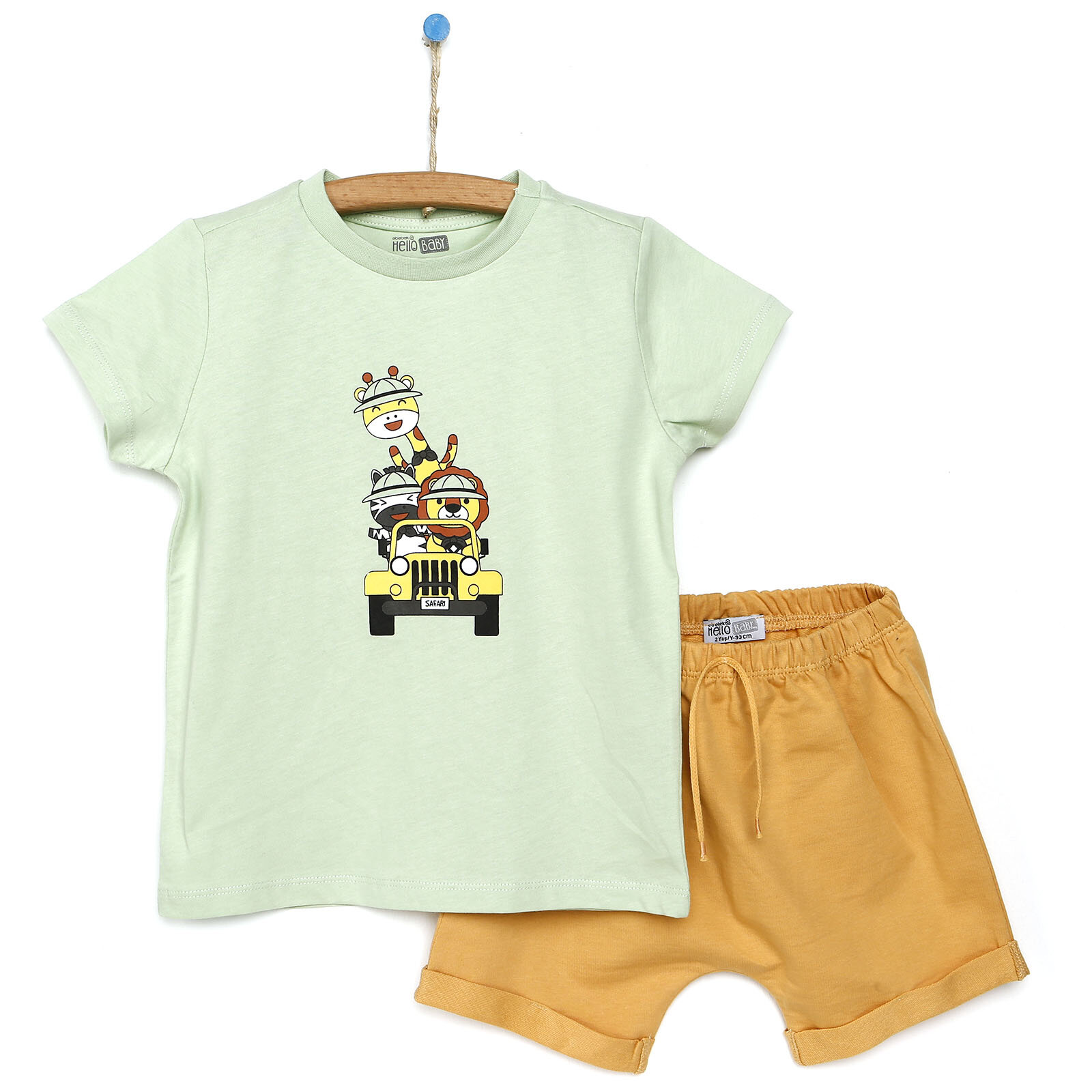 Basic Erkek Bebek Hayvan Detaylı Tshirt-Şort Takım Erkek Bebek