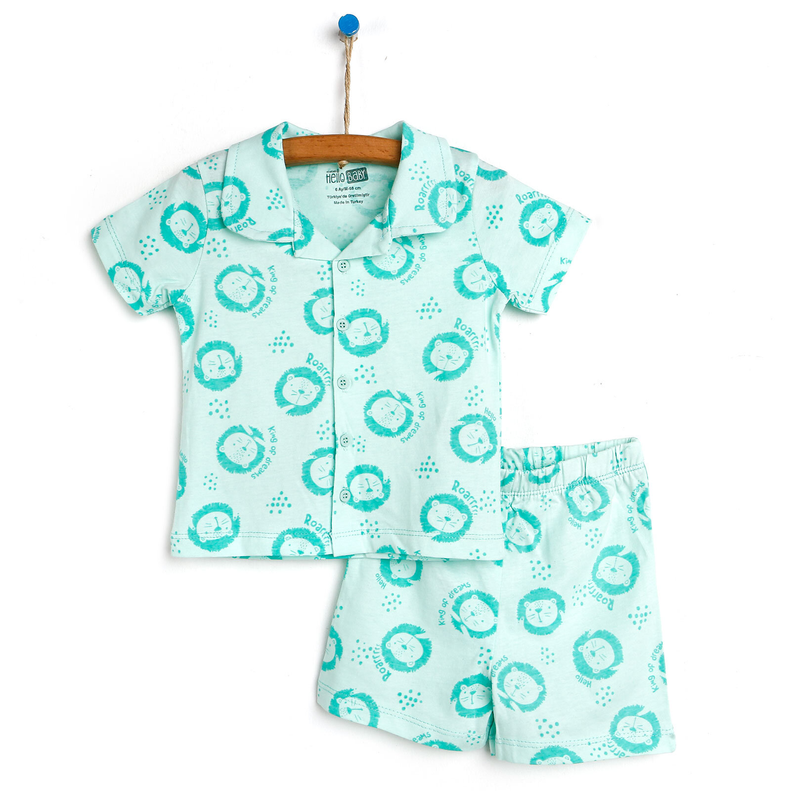 Basic Erkek Bebek Baharlık Kısa Kol Çıtçıtlı Pijama Takımı