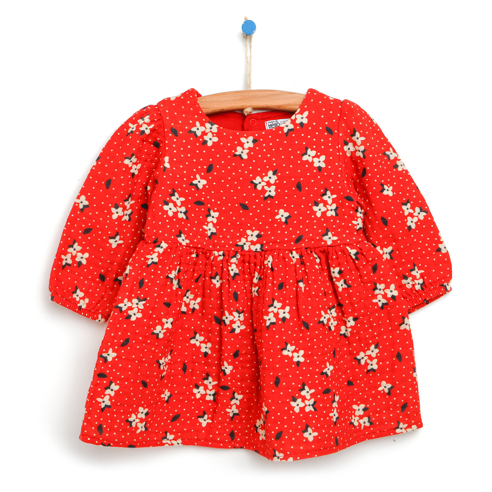 Basic Kız Bebek Çiçek Desenli Müslin Elbise