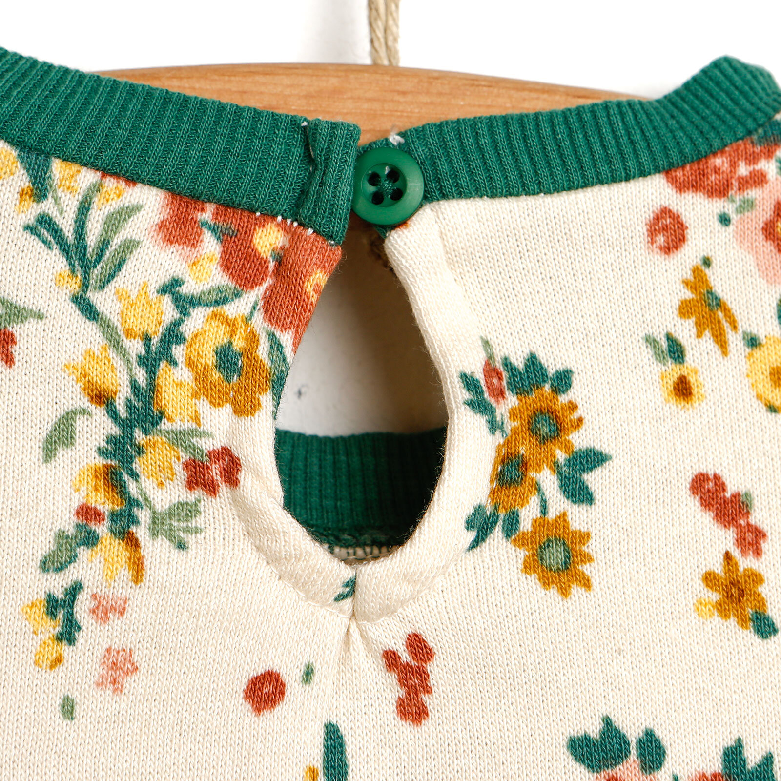 Basic Kız Bebek Çiçekli Fırfırlı Sweatshirt-Tayt Takım