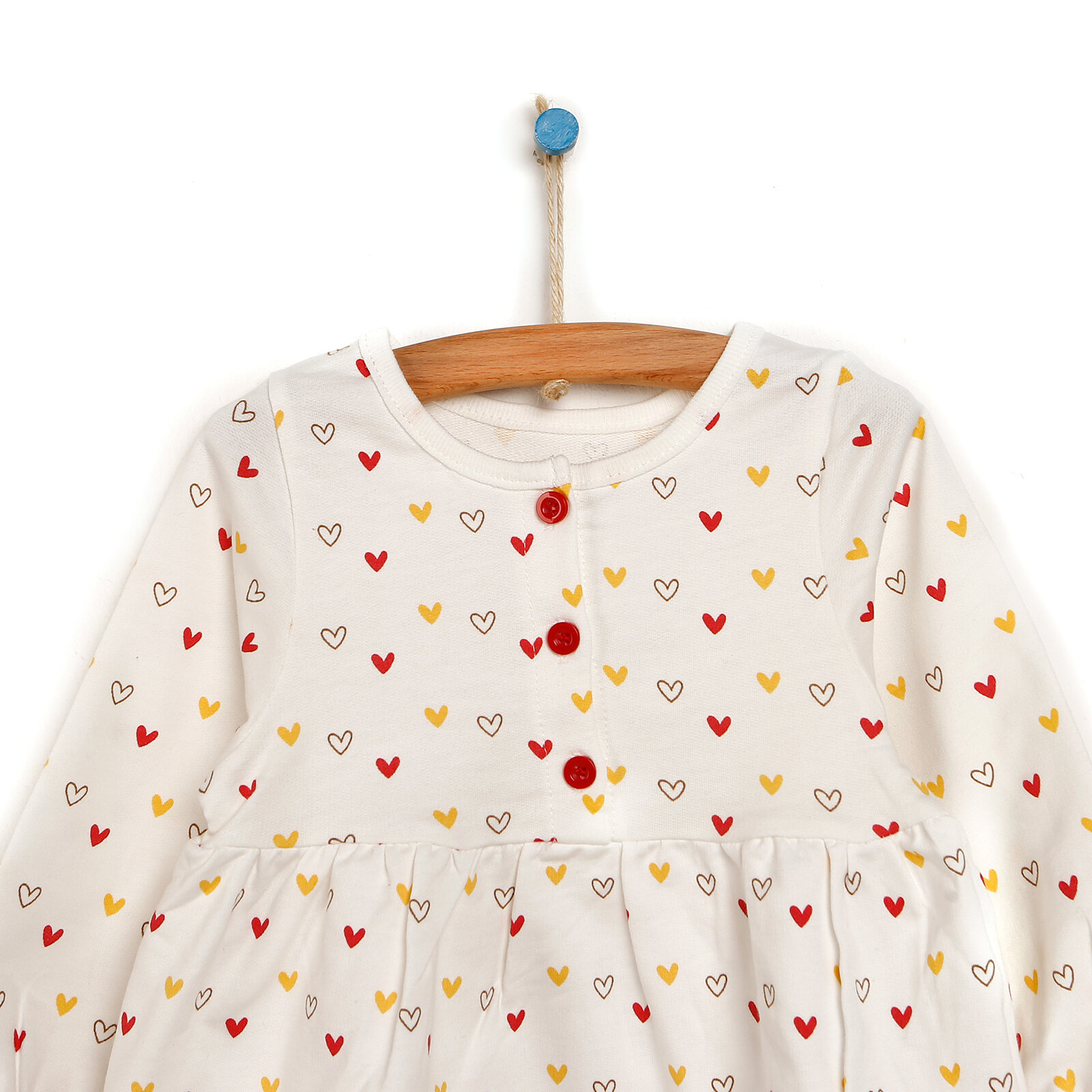 Basic Kalp Desenli Kız Bebek Elbise