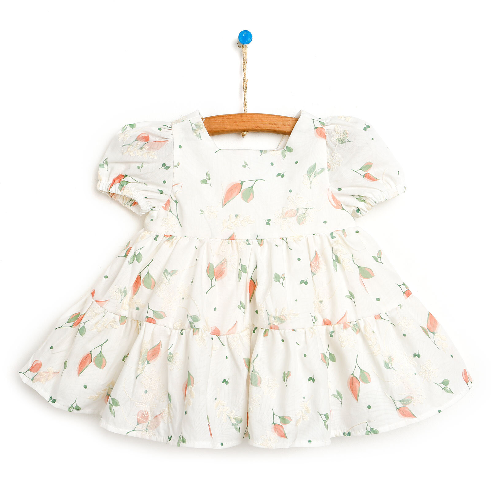 Basic Kız Bebek Yaprak Desenli Elbise Kız Bebek