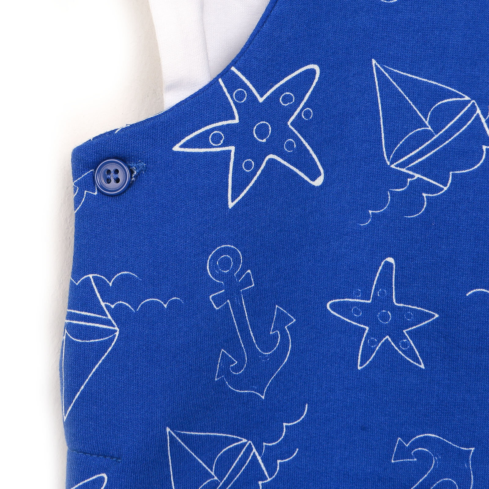 Basic Erkek Bebek Marine Desenli Salopet-Tshirt Takım Erkek Bebek