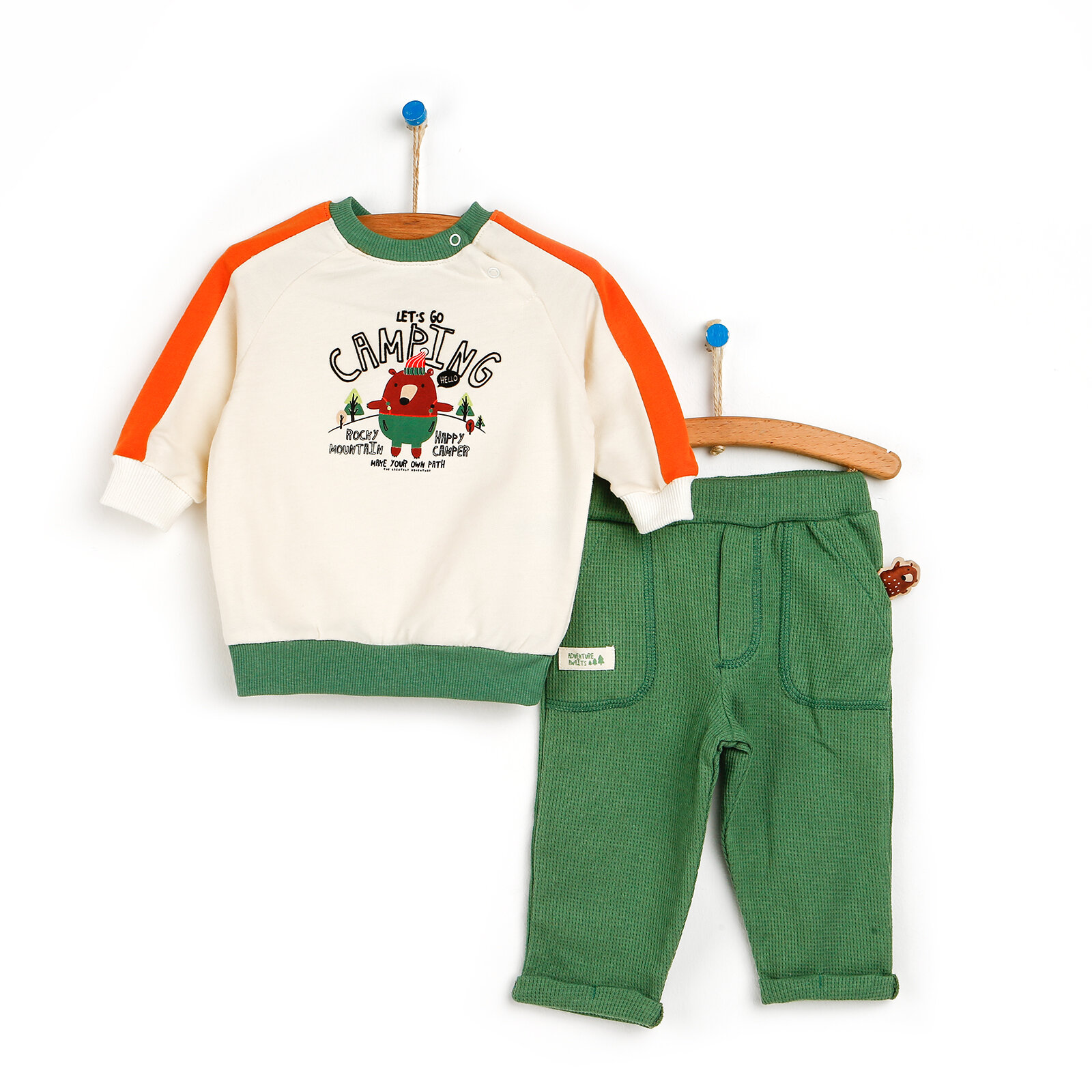 Happy Camper Erkek Bebek Sweatshirt- Dokuma Pantolon