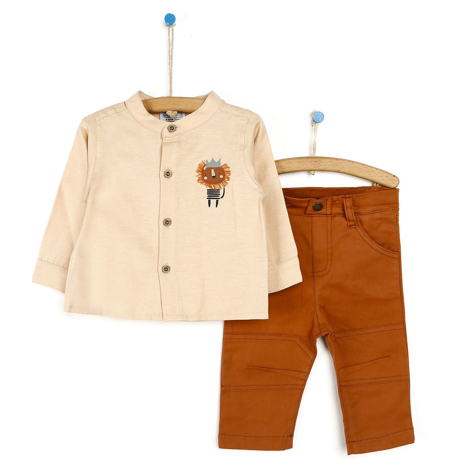 King Erkek Bebek Hakim Yaka Gömlek-Pantolon- Kapüşonlu Sweatshirt