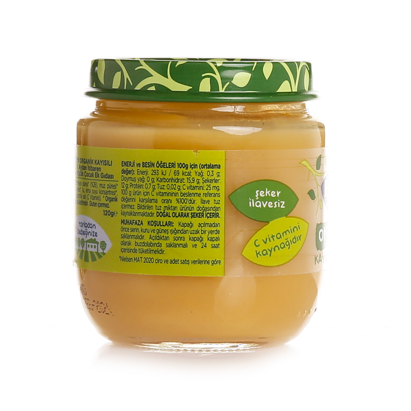 Organik Kayısılı Muzlu Kavanoz Mama 120 gr