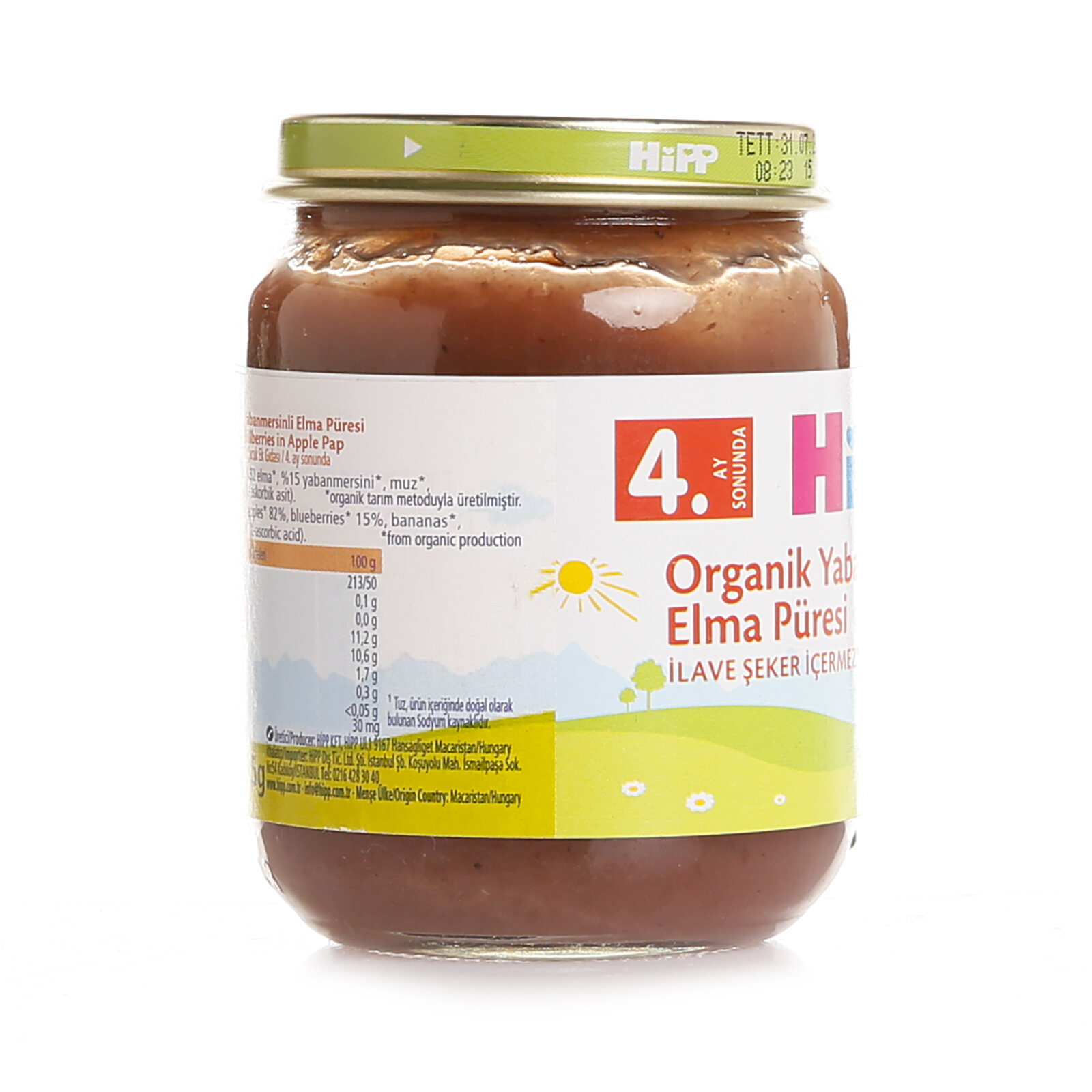 Organik Yabanmersinli Elmalı Kavanoz Mama 125 gr