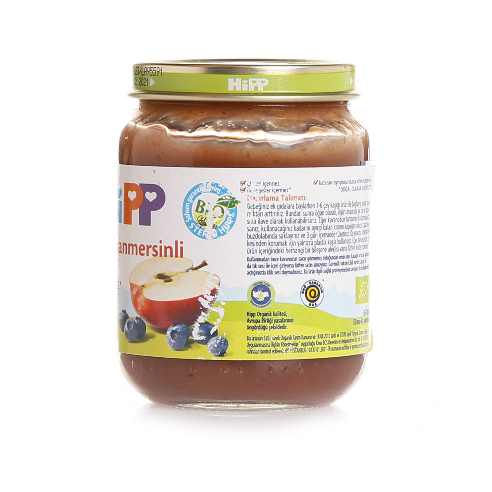 Organik Yabanmersinli Elmalı Kavanoz Mama 125 gr
