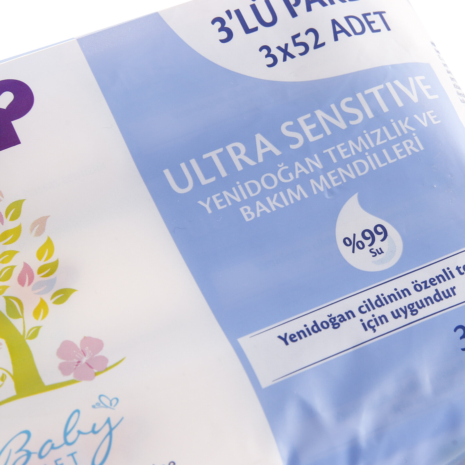 Ultra Sensitive Yenidoğan Temizlik ve Bakım Mendilleri 3x52 Adet