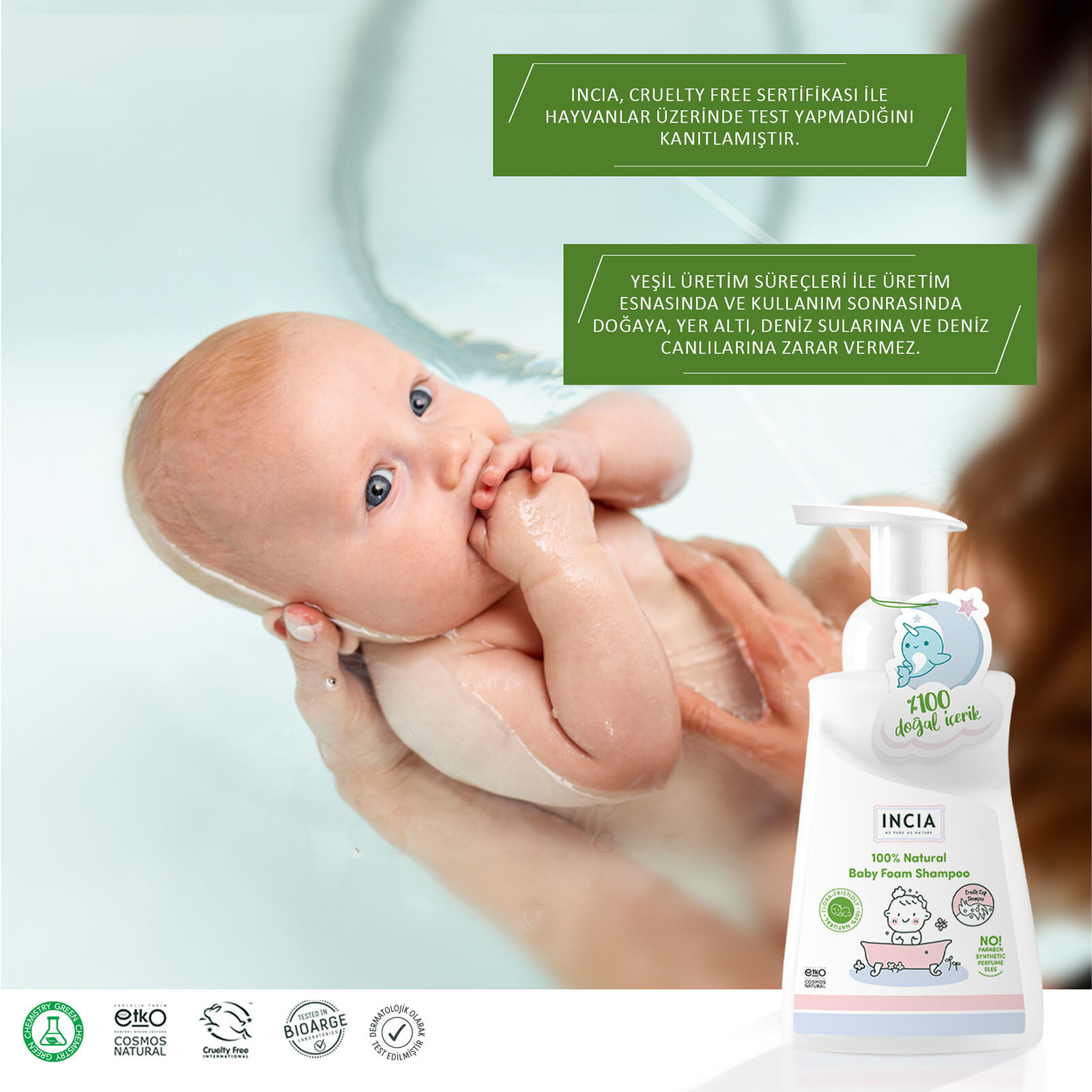 Bebekler İçin Doğal Saç ve Vücut Köpük Şampuan 200 ml