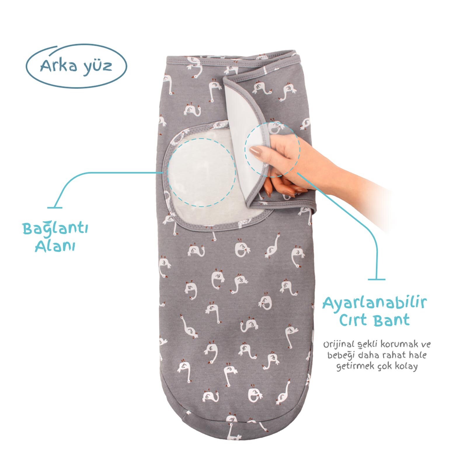 İnterlok Bebek Kundak - Kuğu Desen İnterlok Bebek Kundak - Kuğu Desen
