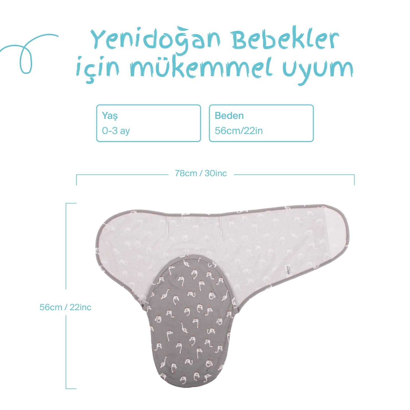 İnterlok Bebek Kundak - Kuğu Desen İnterlok Bebek Kundak - Kuğu Desen