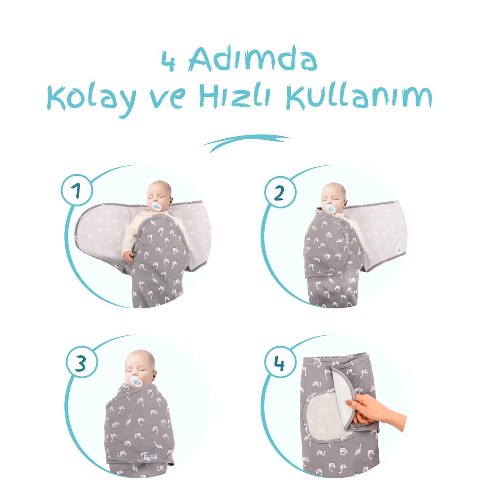 İnterlok Bebek Kundak - Kuğu Desen İnterlok Bebek Kundak - Kuğu Desen
