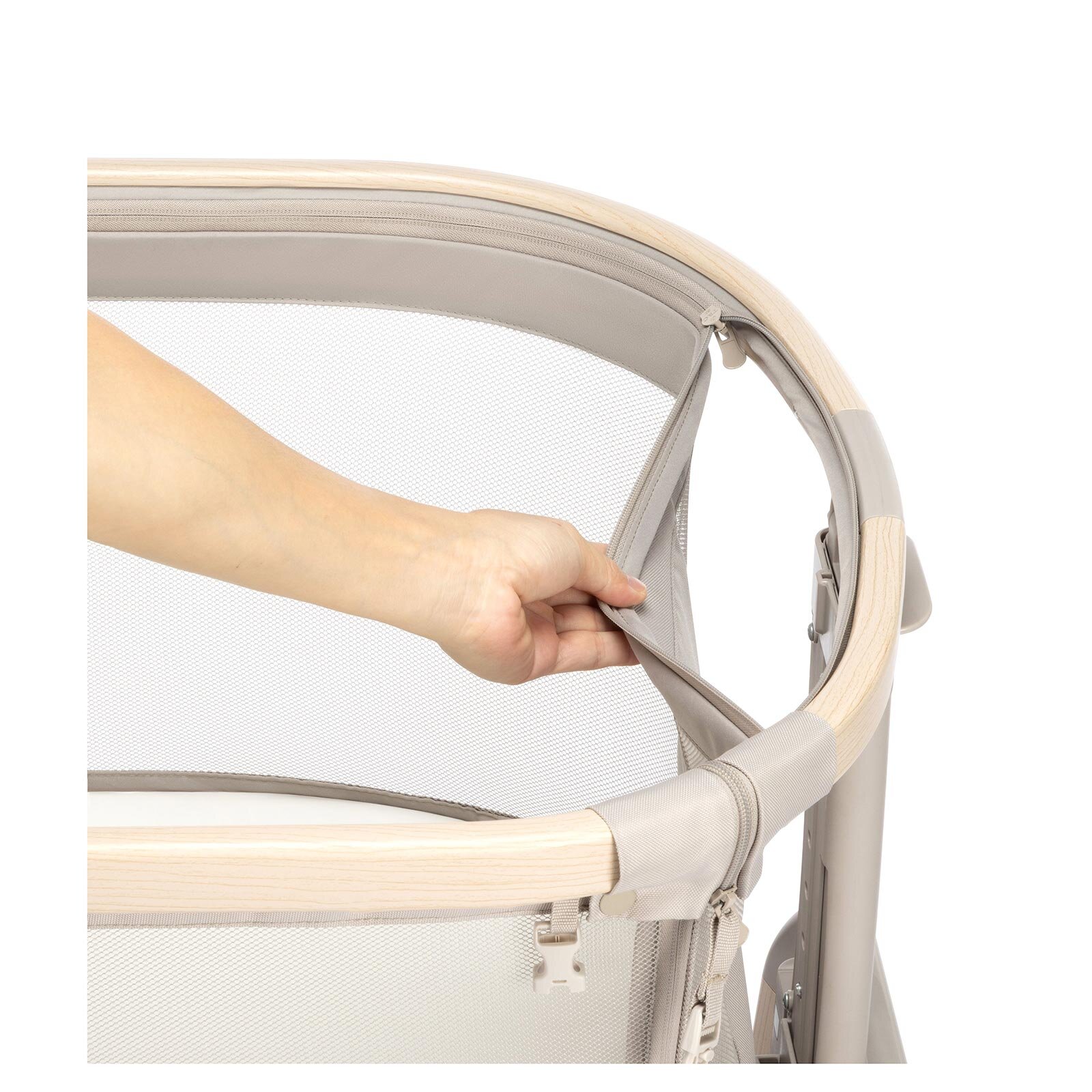 Iora Air Sallanabilen Ahşap Görünümlü Anne Yanı Beşik Beige Eco