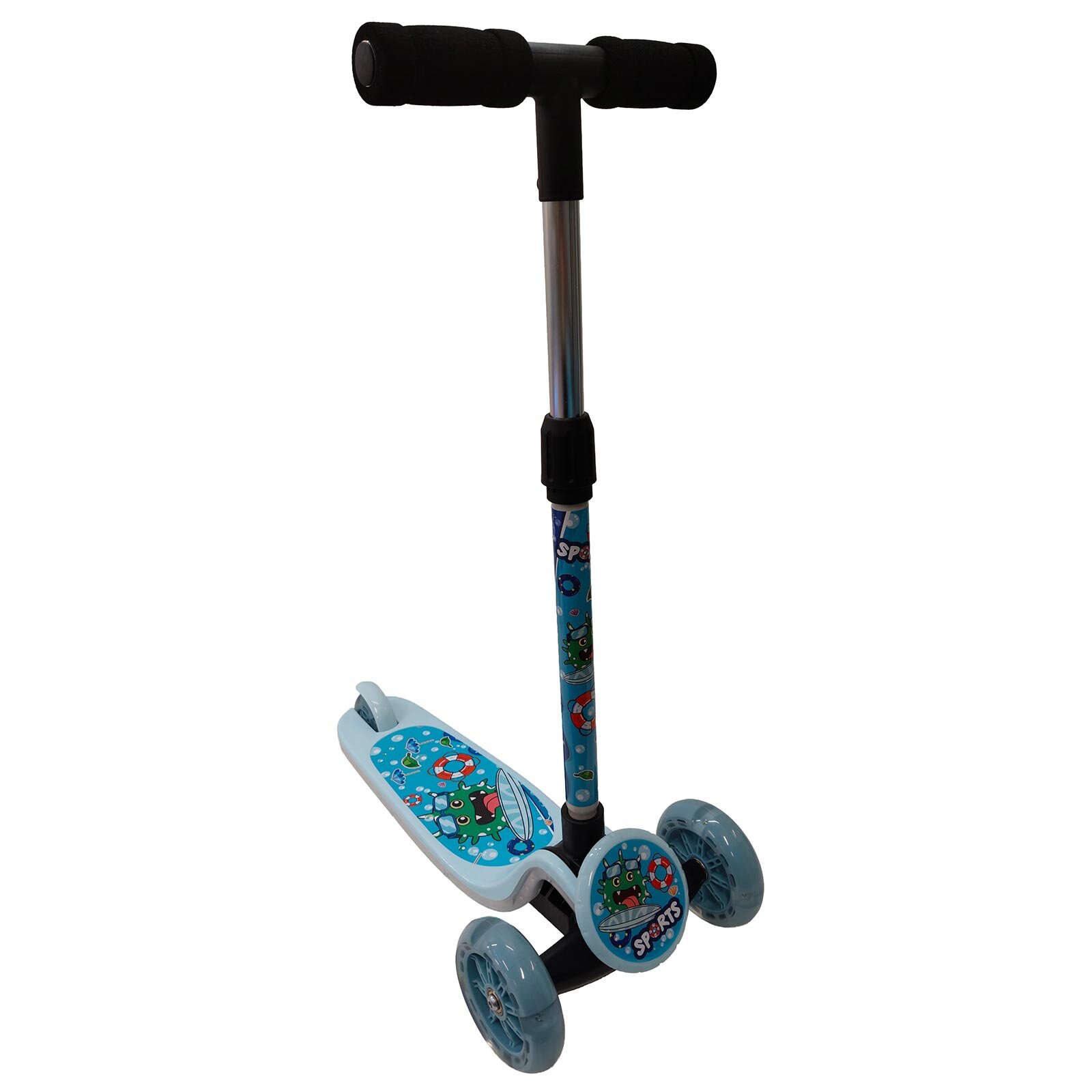 Isıklı Sevimli Stickerlı Scooter (Mavı)