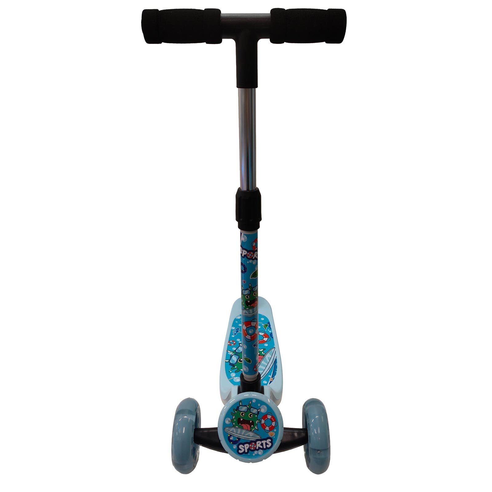 Isıklı Sevimli Stickerlı Scooter (Mavı)