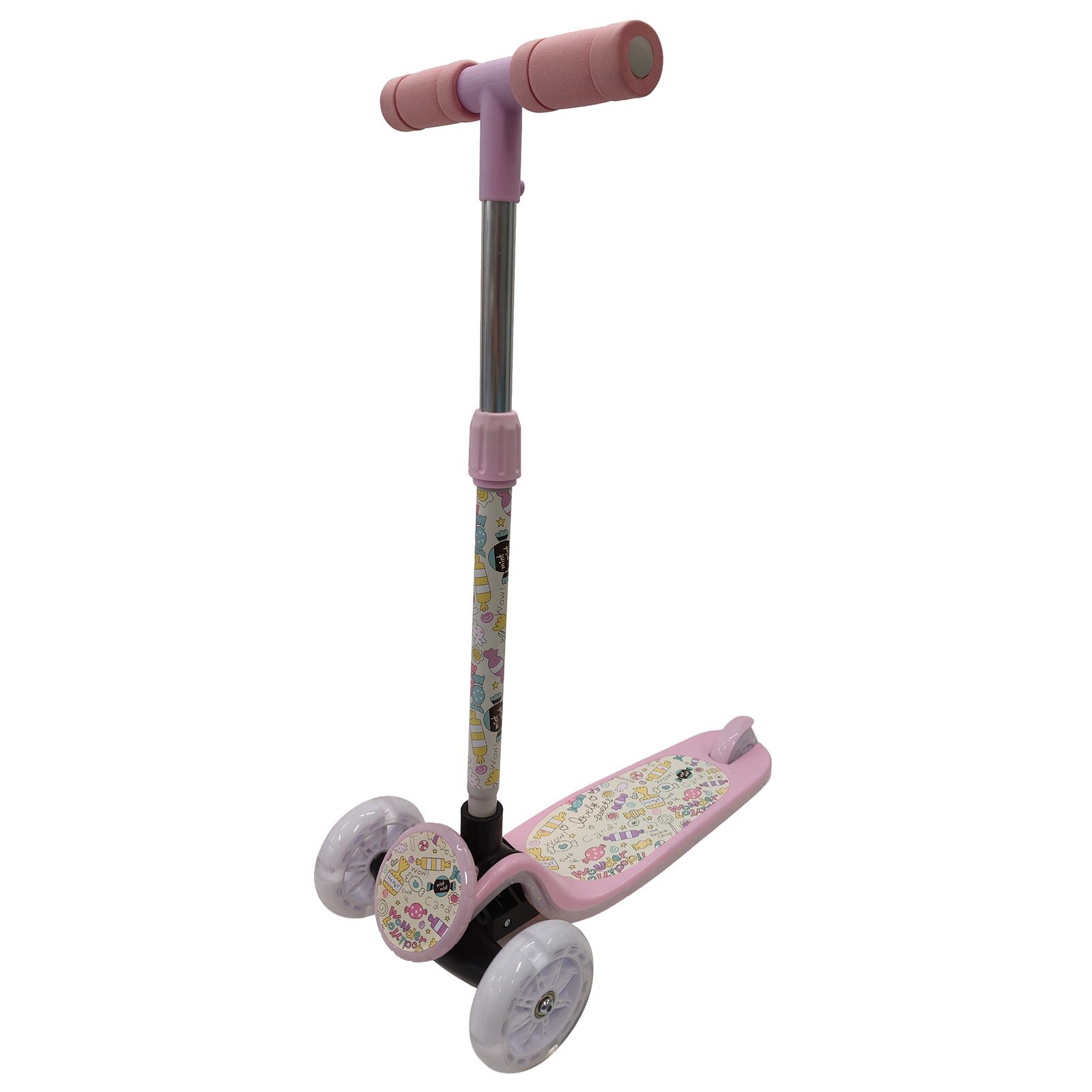 Isıklı Sevimli Stickerlı Scooter (Pembe)
