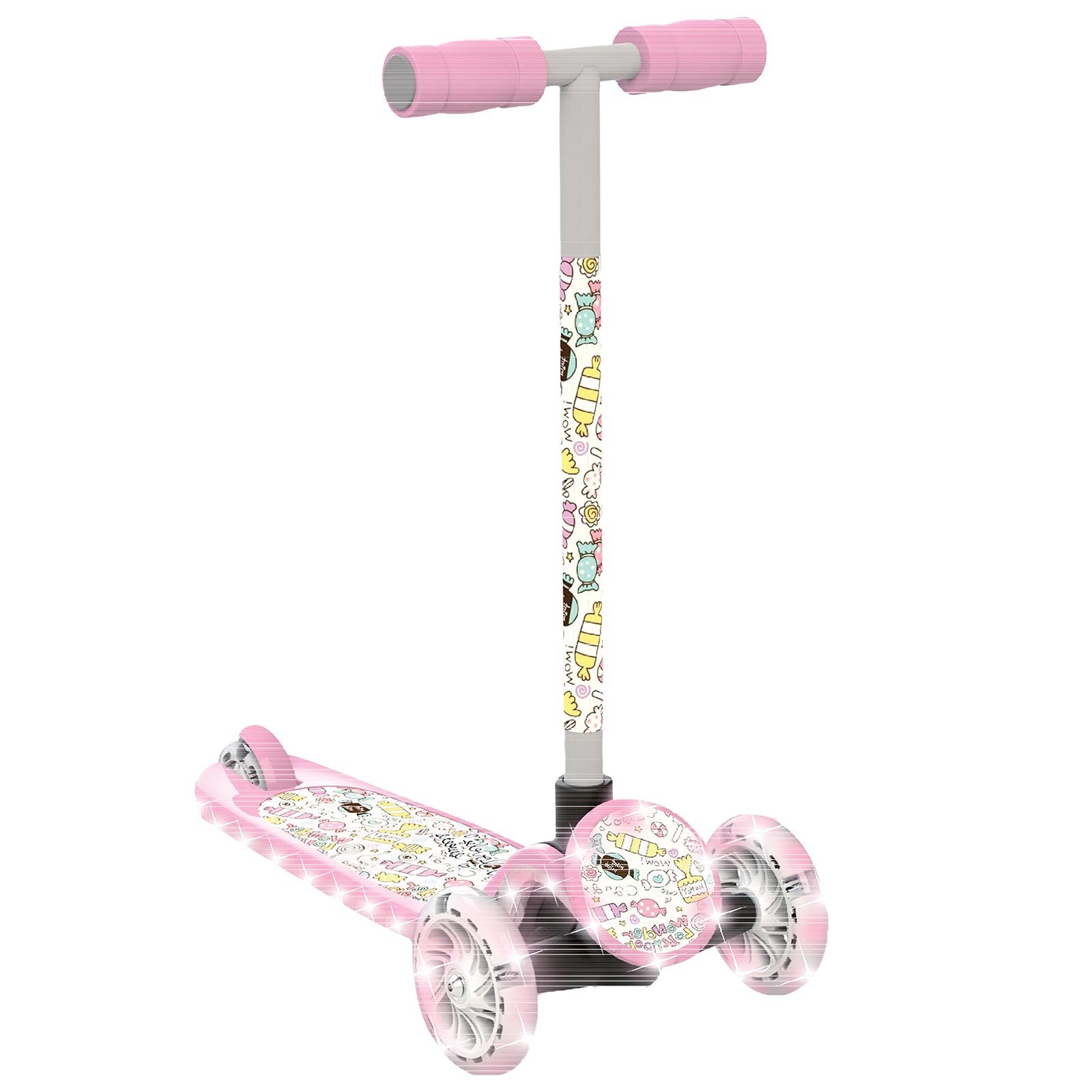 Isıklı Sevimli Stickerlı Scooter (Pembe)