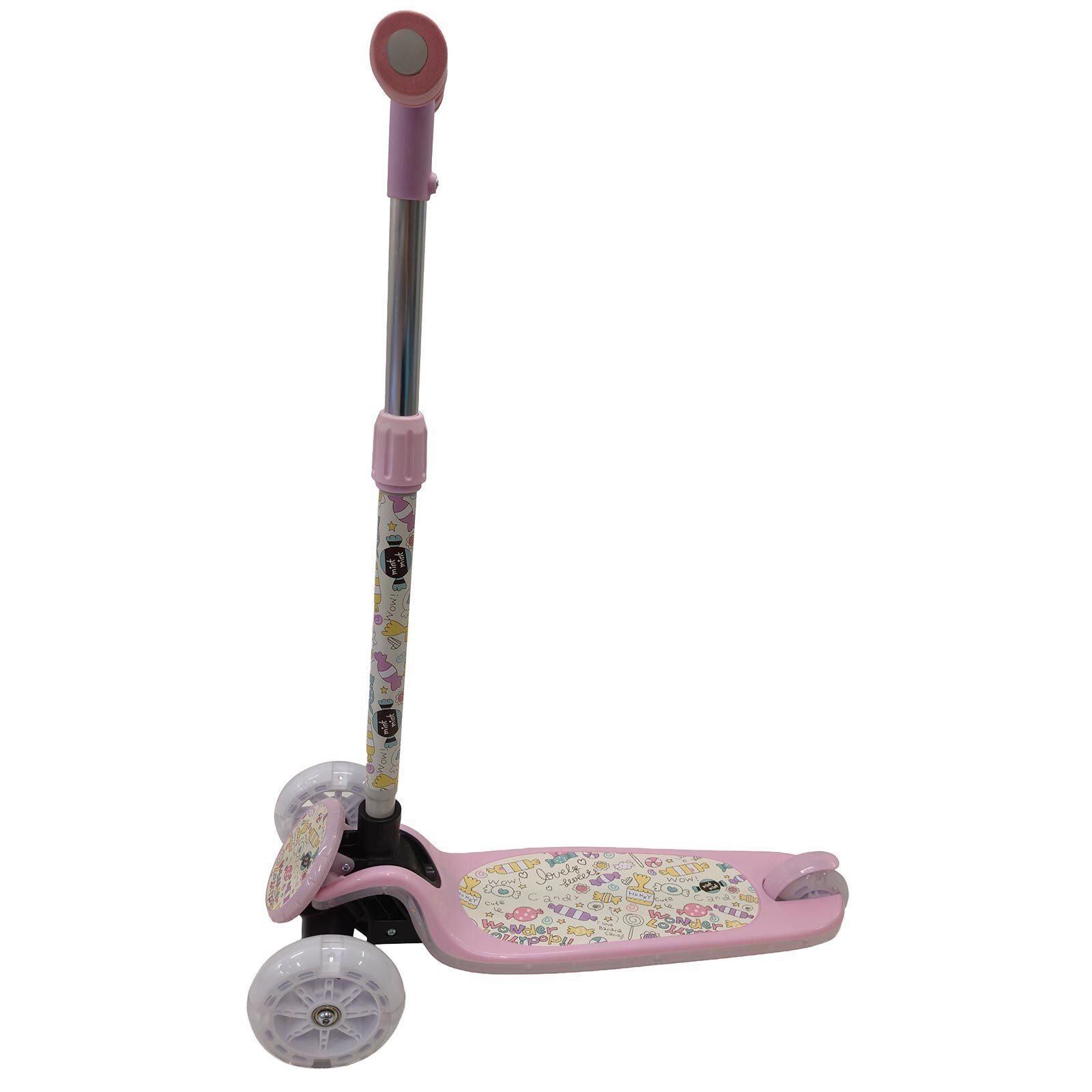 Isıklı Sevimli Stickerlı Scooter (Pembe)