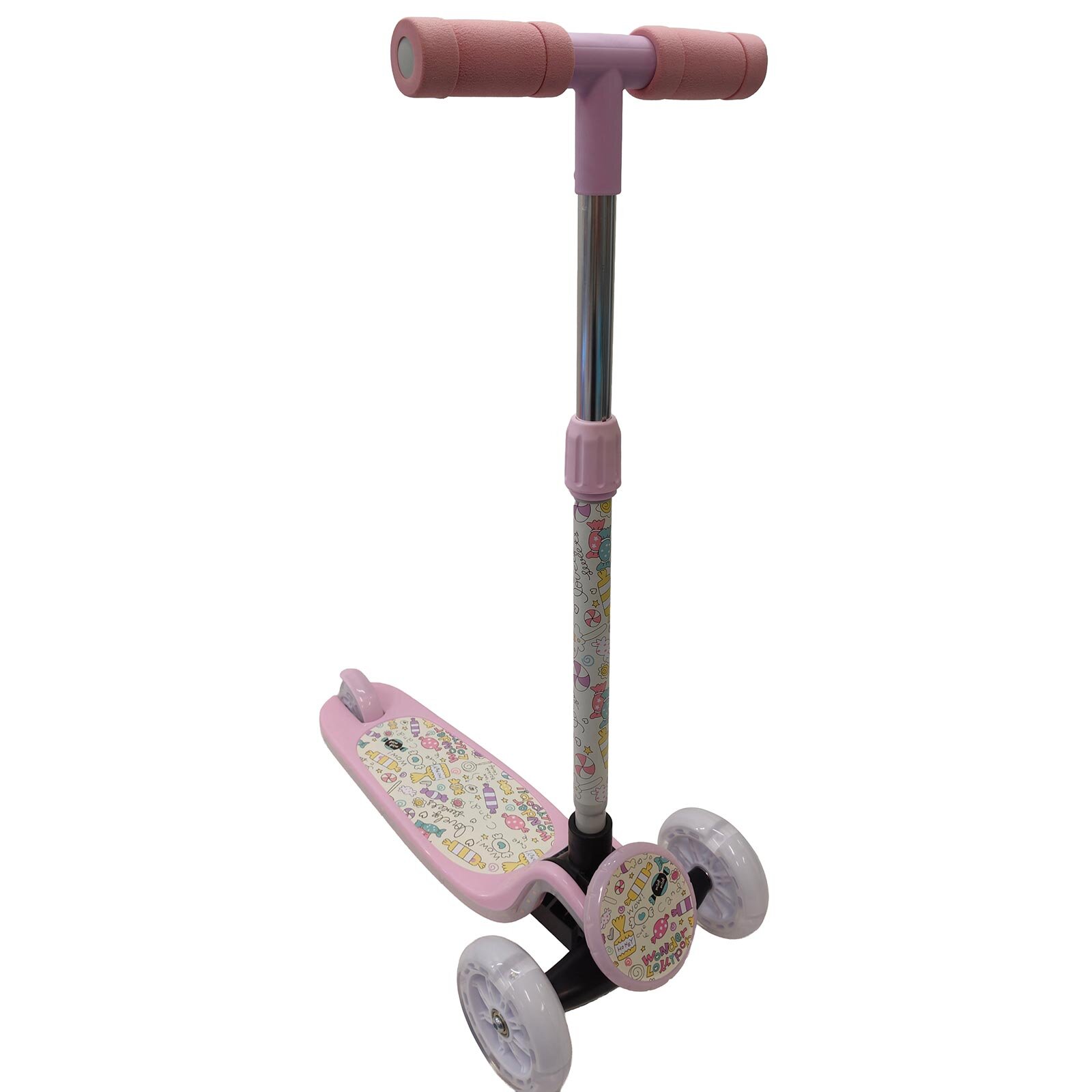 Isıklı Sevimli Stickerlı Scooter (Pembe)