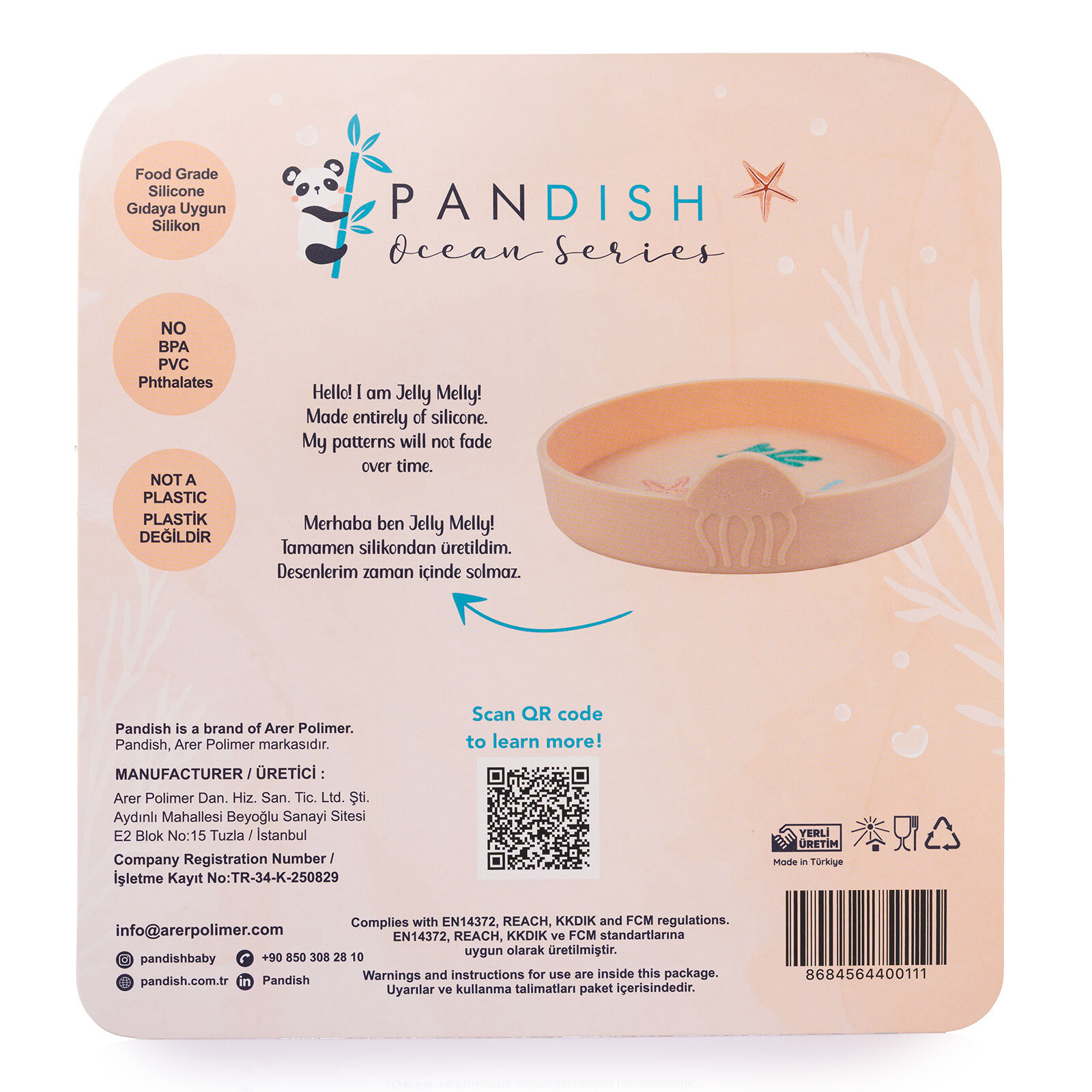 Jelly Melly Silikon Mama Tabağı Pinky