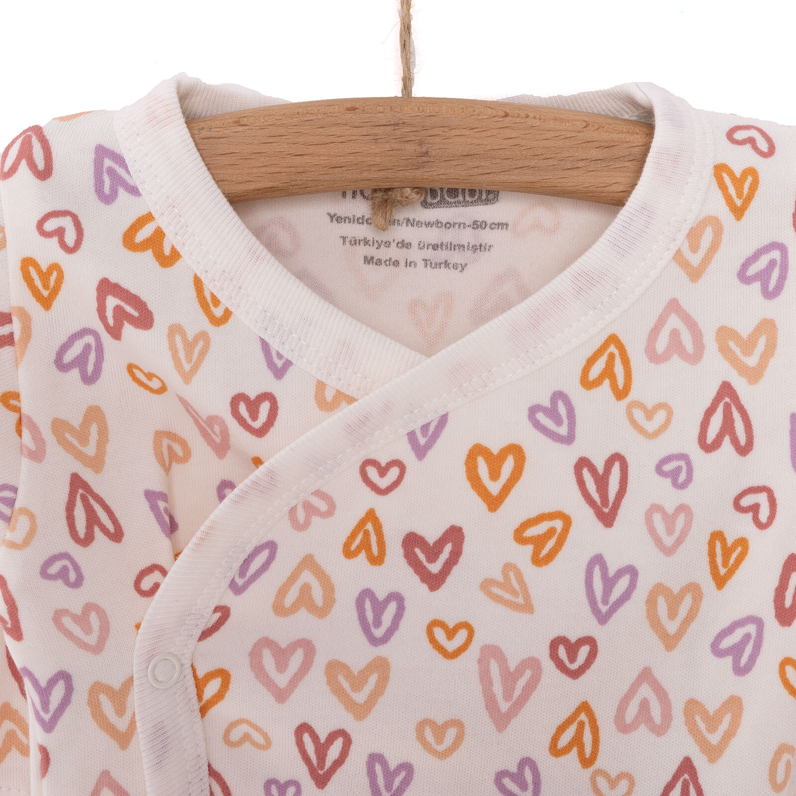 Kalp Baskılı Yenidoğan Zıbın Body-Patikli Alt Kız Bebek