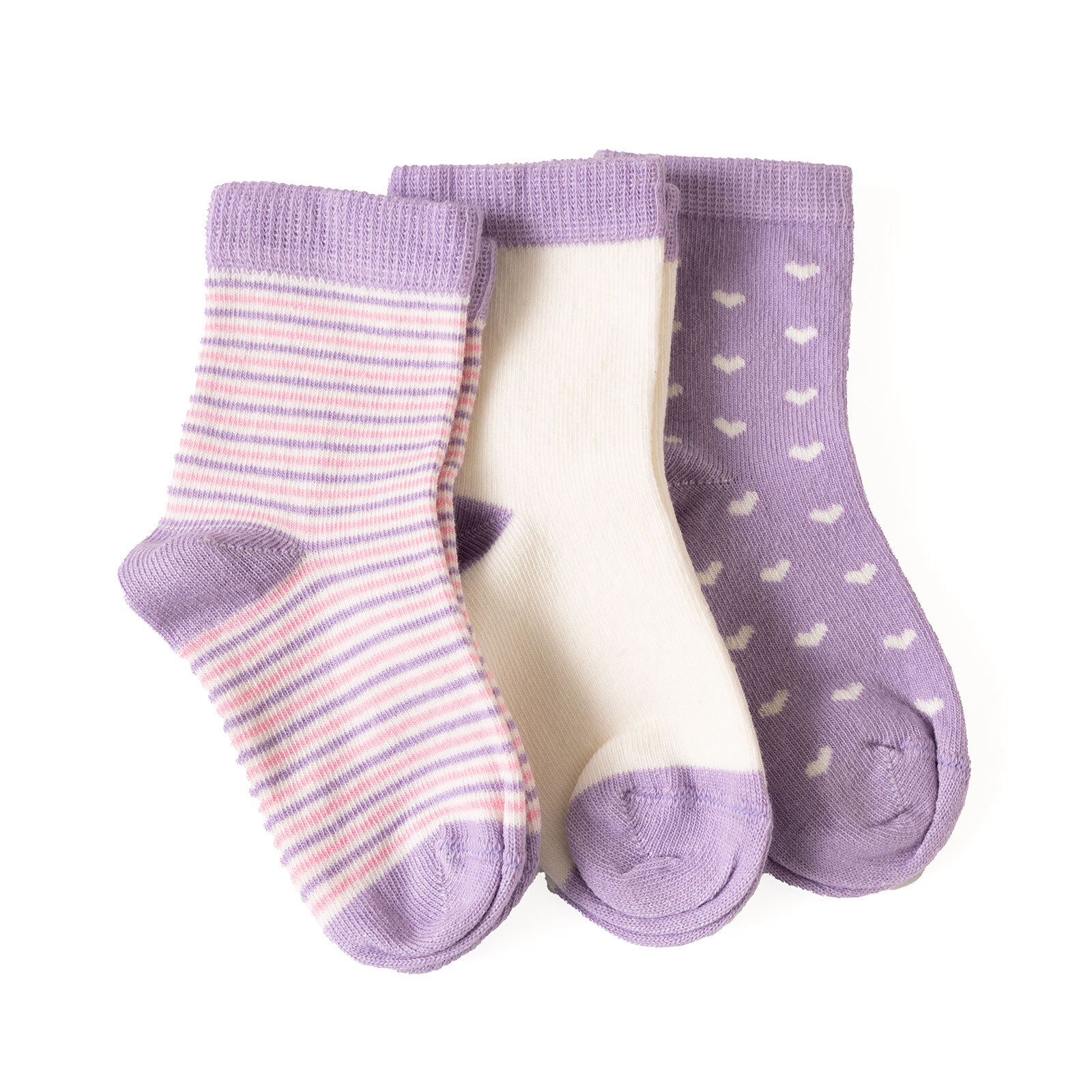 Kalp desenli 3lü Soket Çorap Kız Bebek