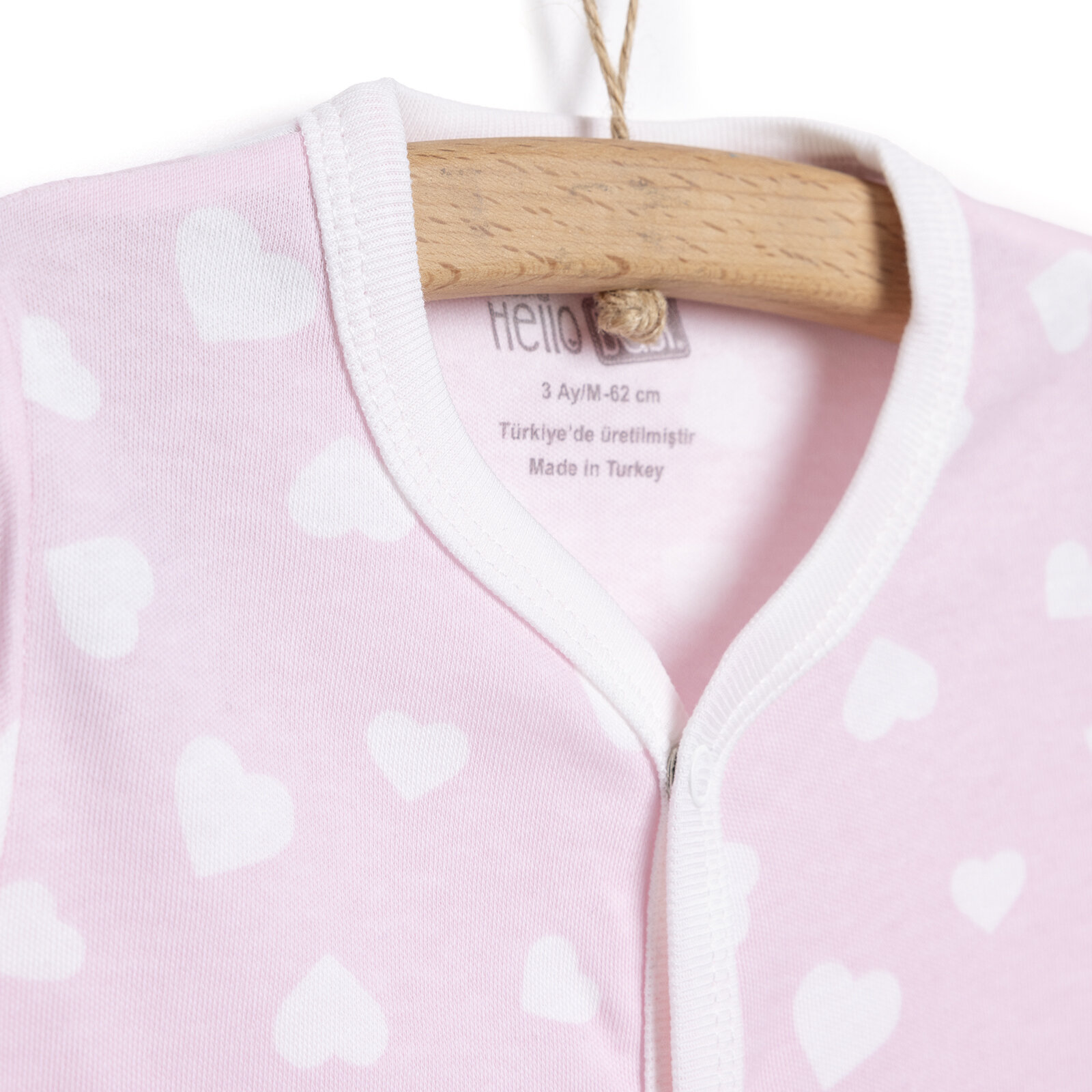 Kalp Desenli Yenidoğan Tulum-Şapka Kız Bebek