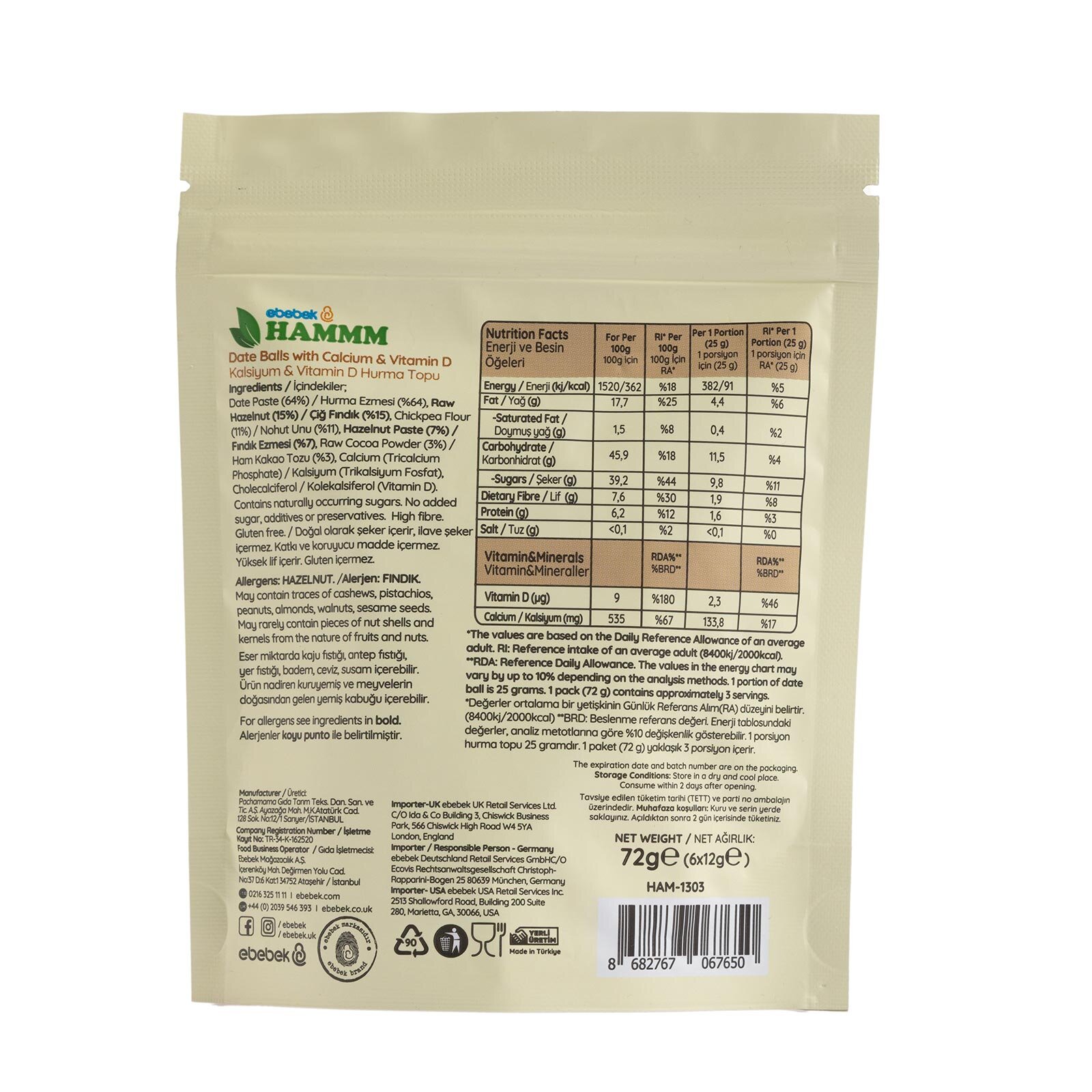 Kalsiyum&Vitamin D Hurma Top 70 gr