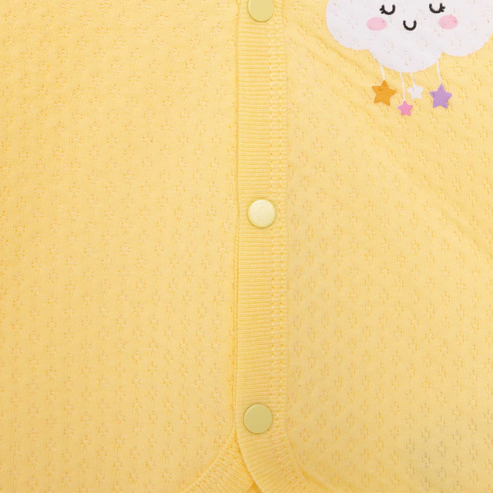 Kız Bebek Kapitone Yelek Kapitone Örme Bulut Desenli Çıtçıtlı