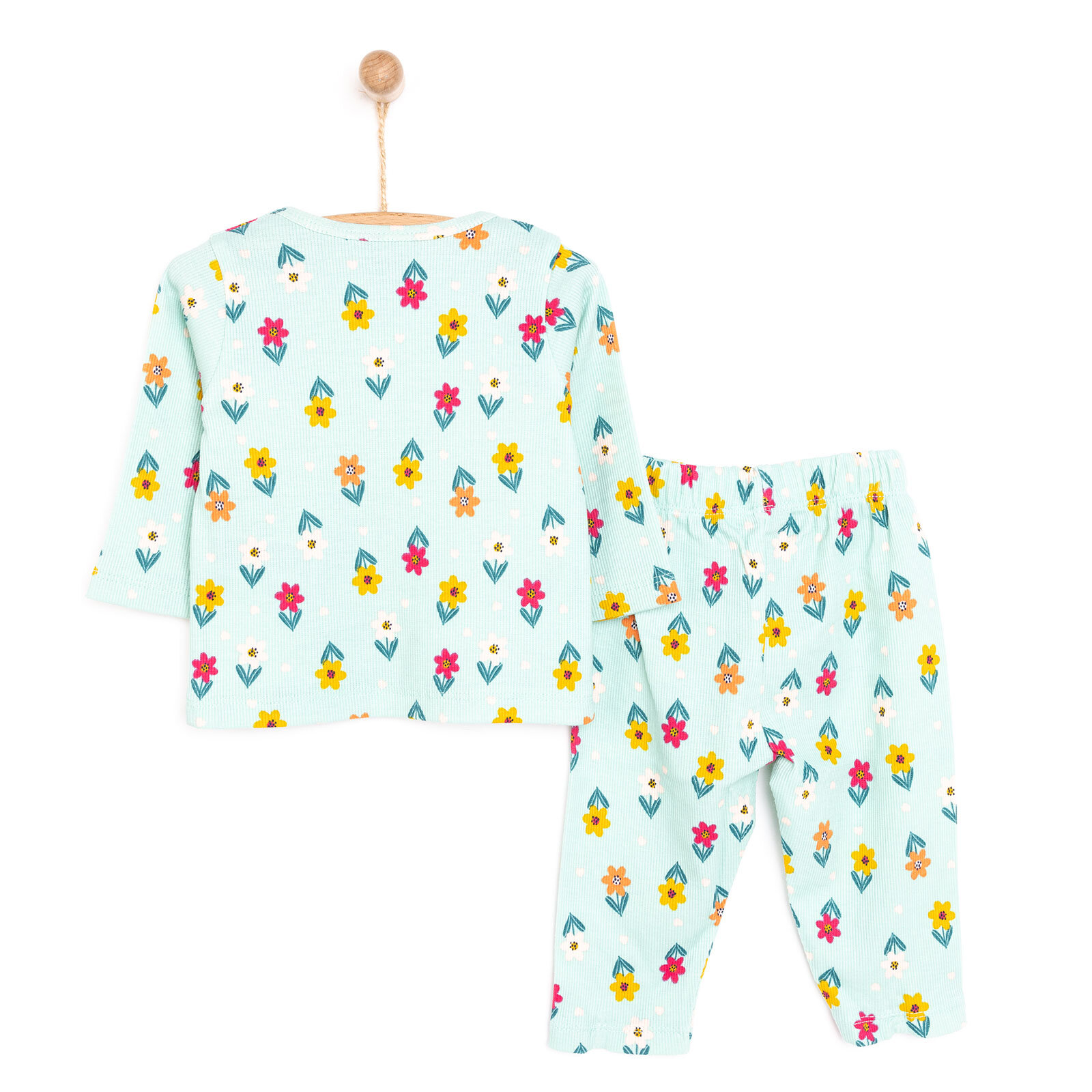Kız Bebek Pijama Takım Kaşkorse Çiçek Desenli Bisiklet Yaka Uzun Kollu Mint Kız Bebek Pijama Takım Kaşkorse Çiçek Desenli Bisiklet Yaka Uzun Kollu Mint