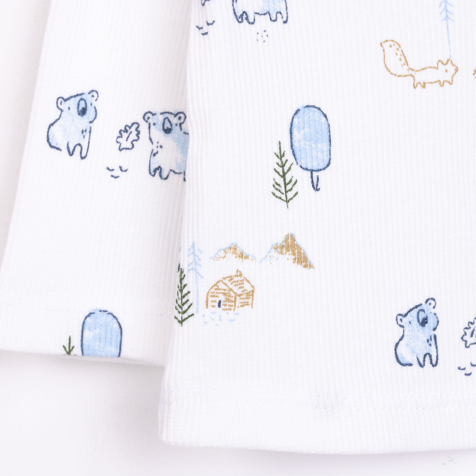 Erkek Bebek Pijama Takım Kaşkorse Koola Desen Bisiklet Yaka Uzun Kol Ekru