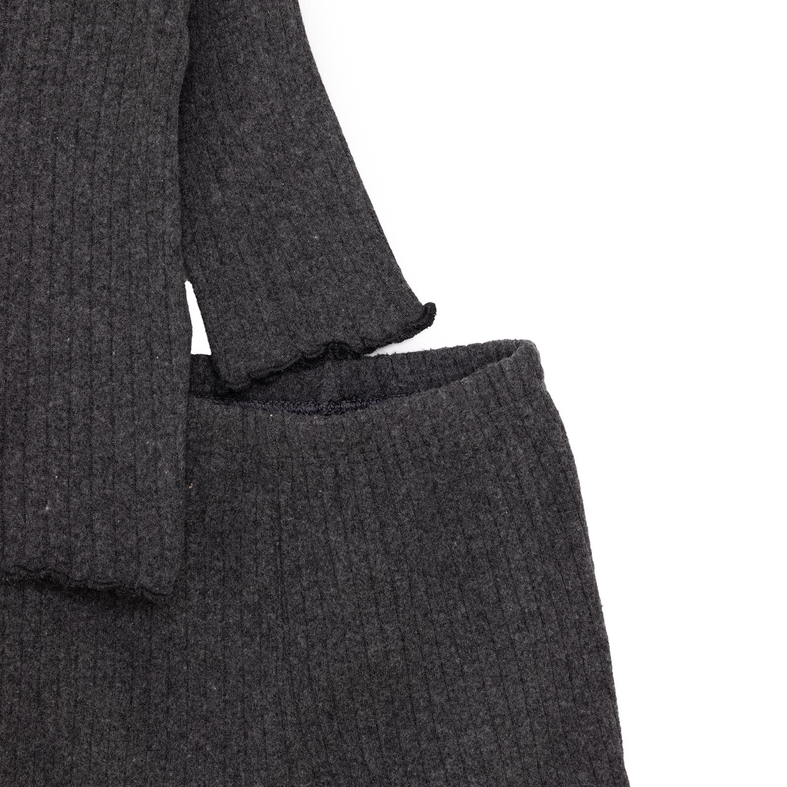 Kız Bebek Pijama Takım Kaşkorse Bisiklet Yaka Uzun Kol Koyu Gri Kız Bebek Pijama Takım Kaşkorse Bisiklet Yaka Uzun Kol Koyu Gri