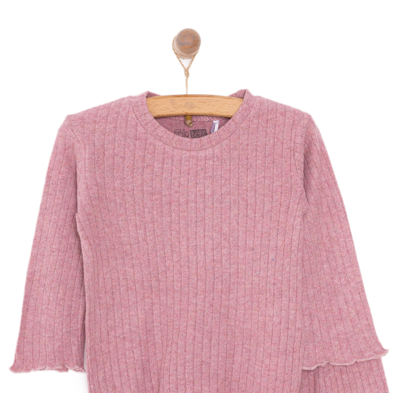 Kız Bebek Pijama Takım Kaşkorse Bisiklet Yaka Uzun Kol Açık Kırmızı