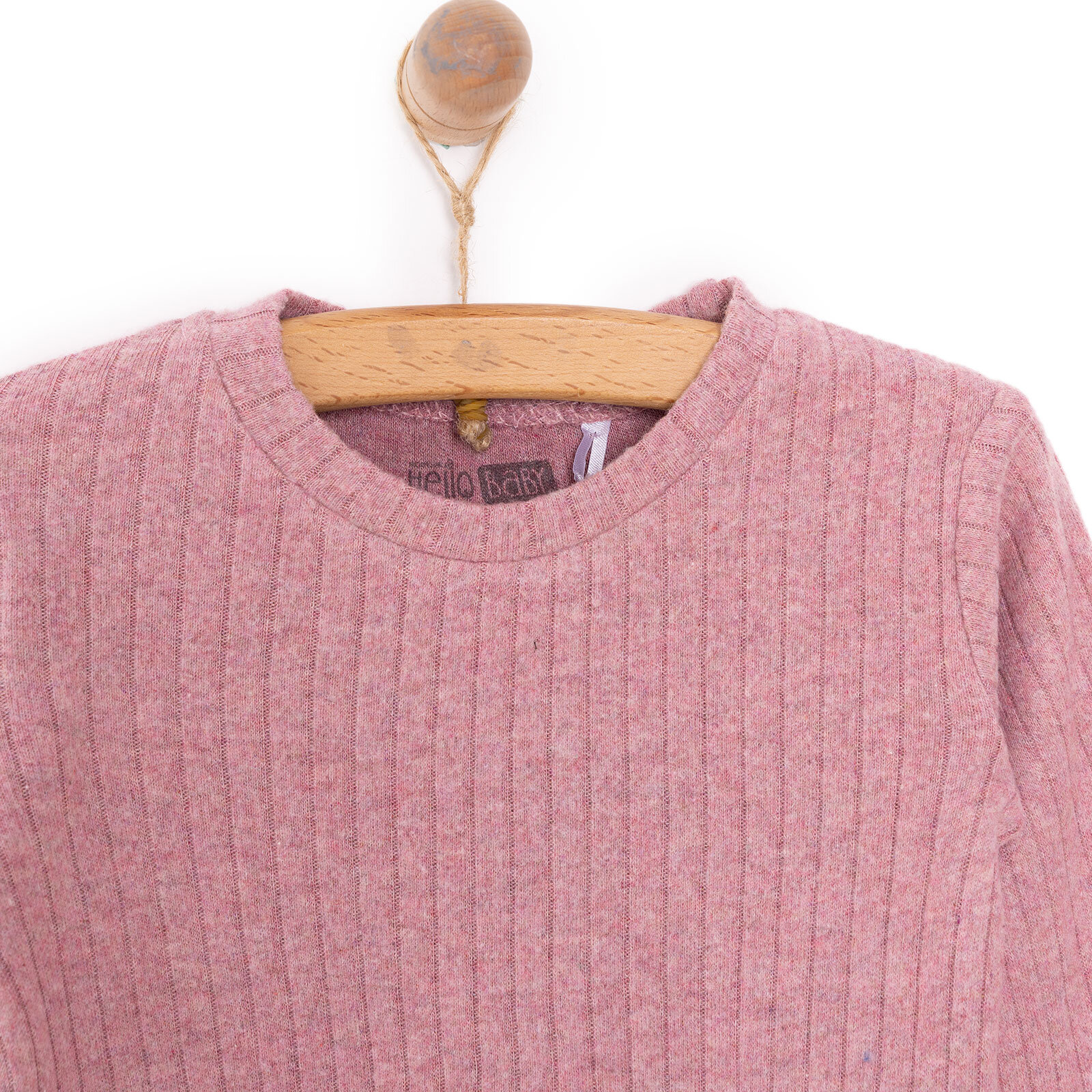 Kız Bebek Pijama Takım Kaşkorse Bisiklet Yaka Uzun Kol Açık Kırmızı