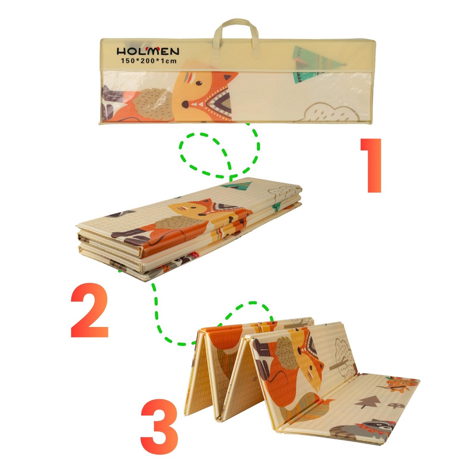 Katlanabilir Çift Taraflı Premium Oyun Matı - Halısı 150x200cm