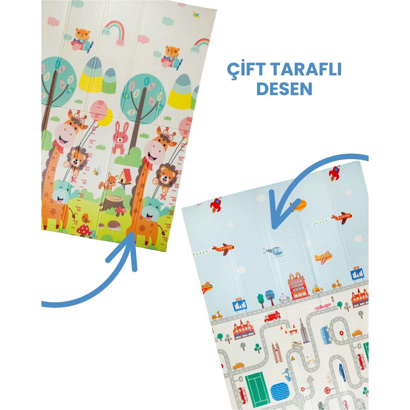 Katlanabilir Oyun Matı Arabalar Ve Hayvanlar 150x200x1 Cm