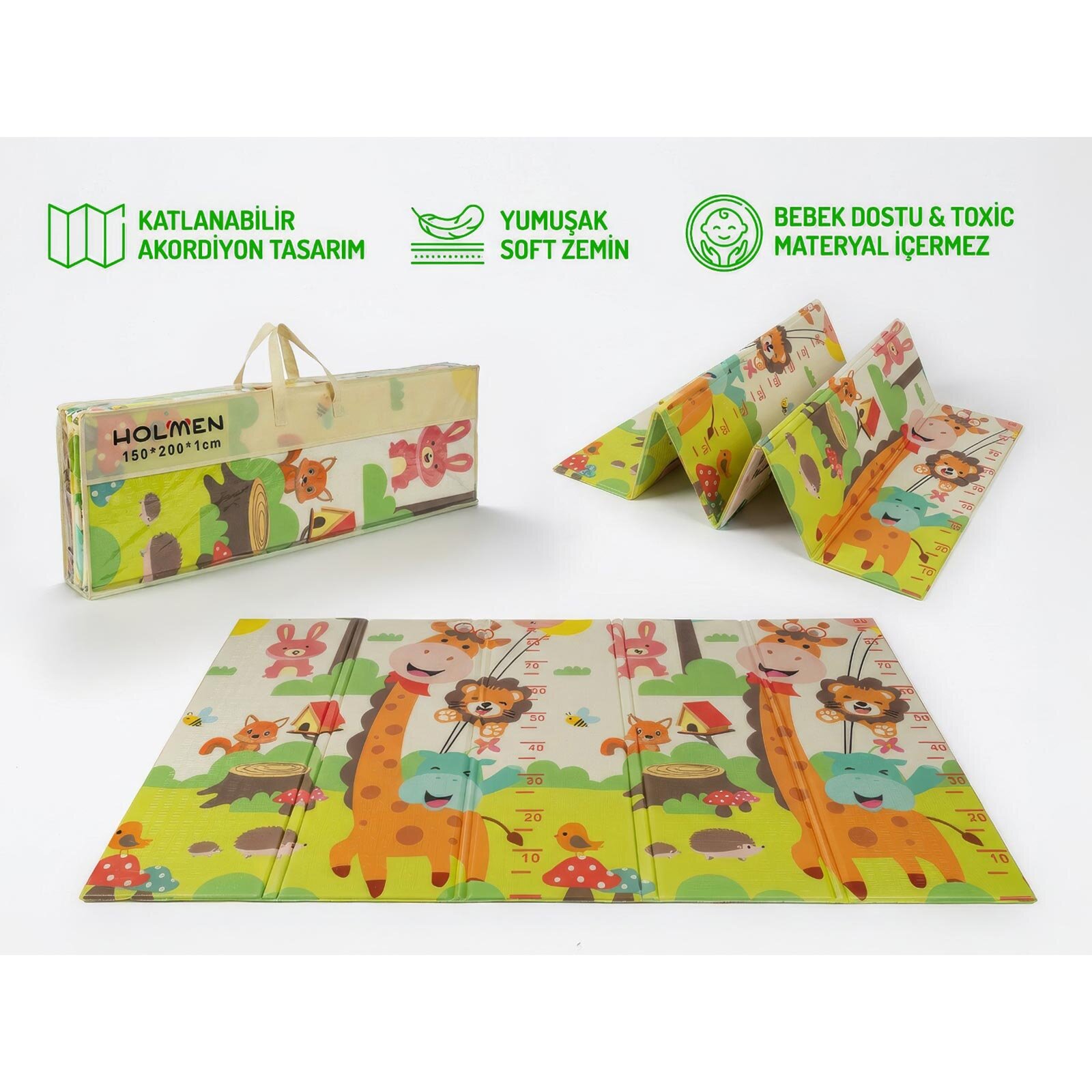 Katlanabilir Oyun Matı Arabalar Ve Hayvanlar 150x200x1 Cm