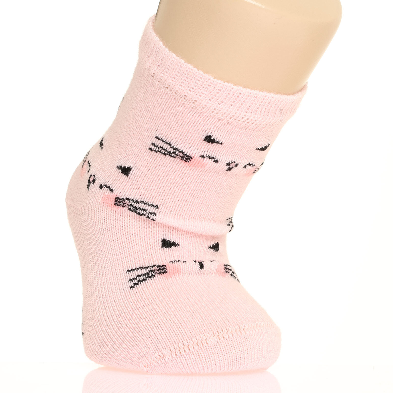 Kedi Desenli Soket 3'lü Kaydırmaz Çorap Kız Bebek