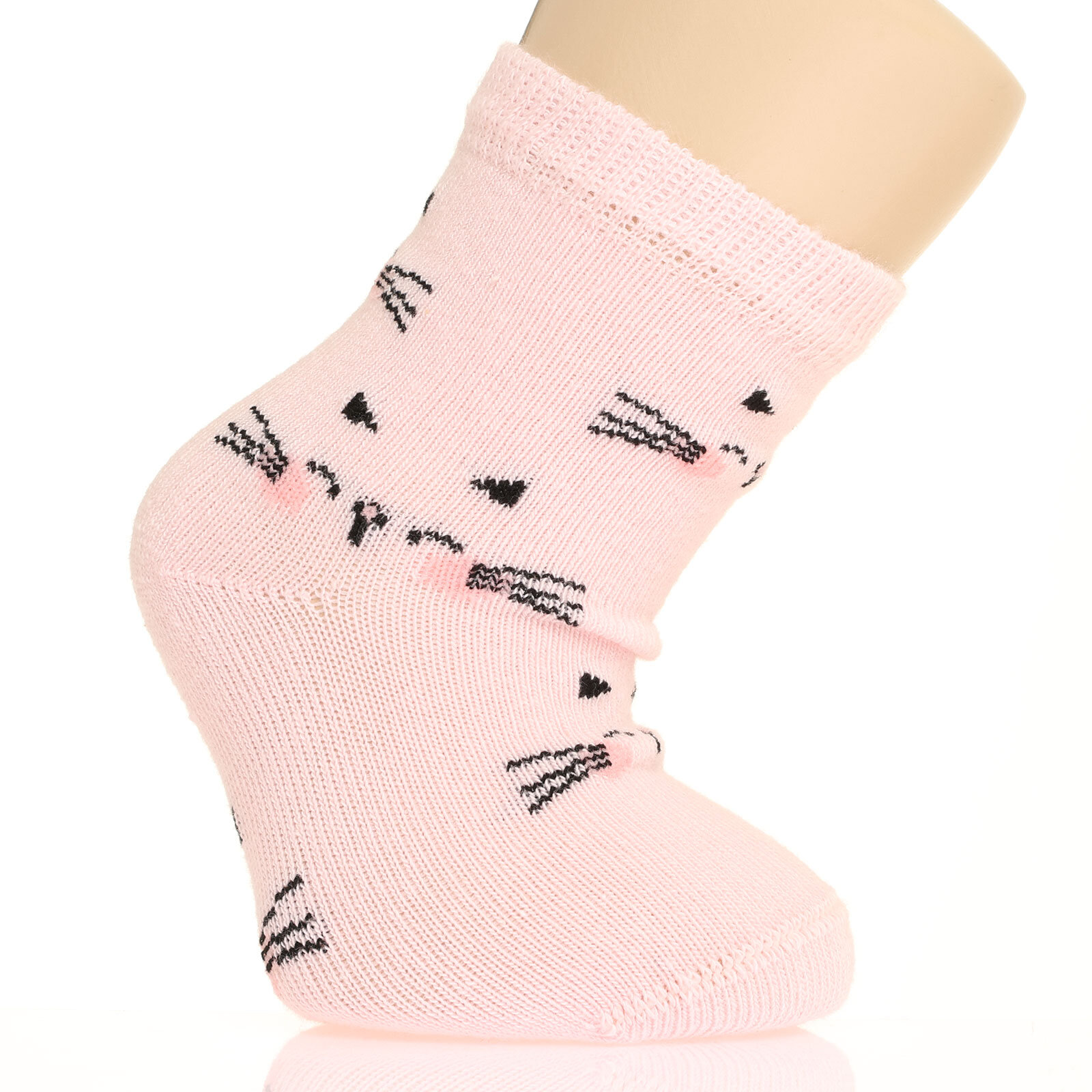 Kedi Desenli Soket 3'lü Kaydırmaz Çorap Kız Bebek