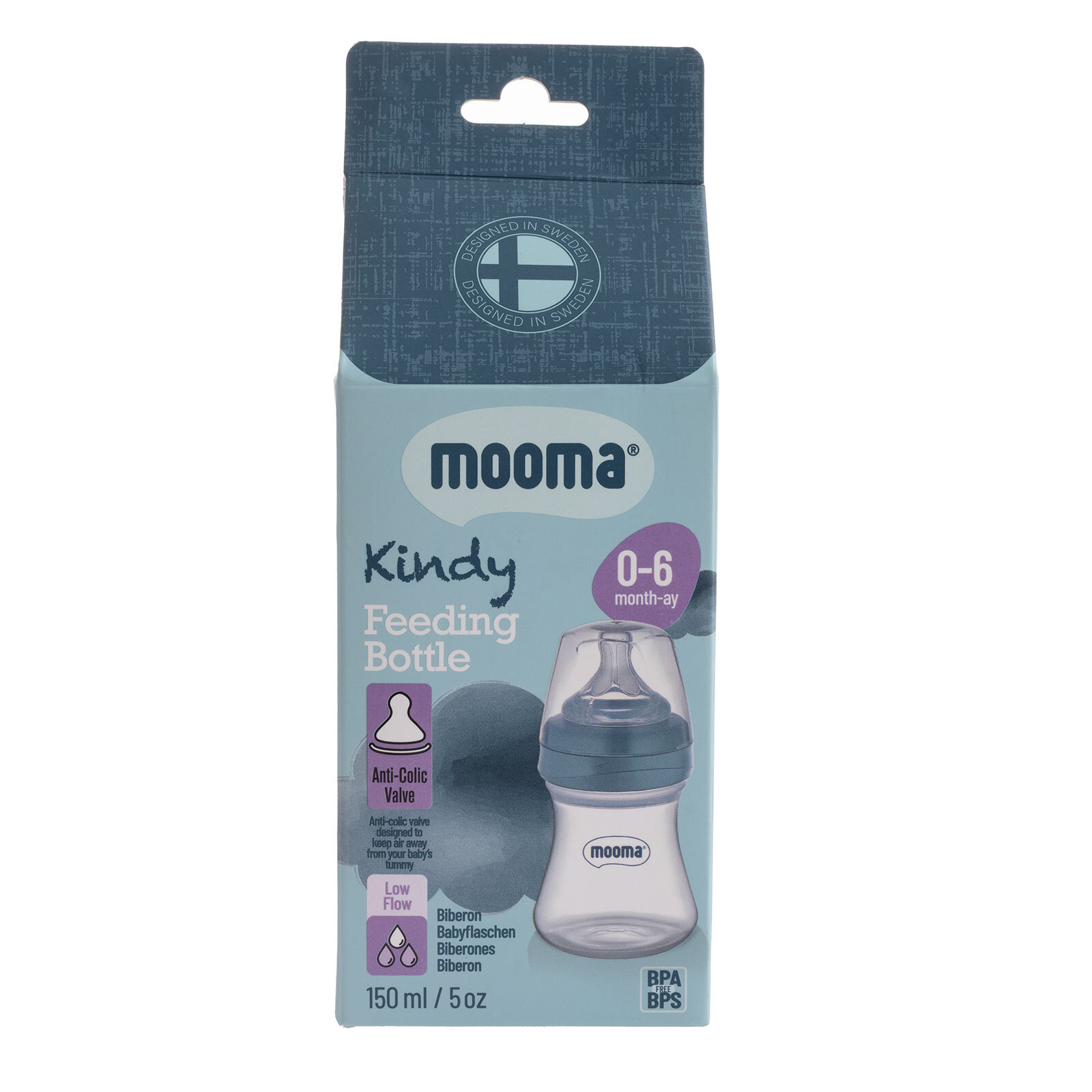 Kindy Biberon 150 ml 0-6 Ay Yavaş Akış Pastel Mavi