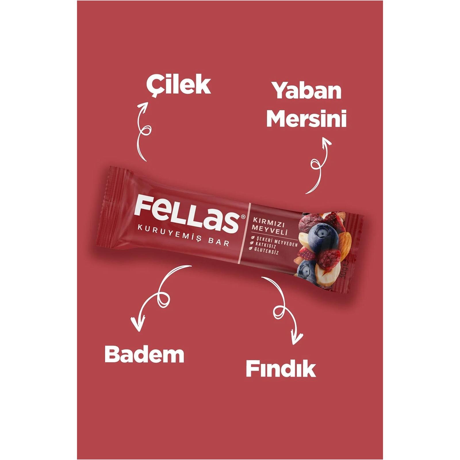 Kırmızı Meyveli Kuruyemiş Bar 30g