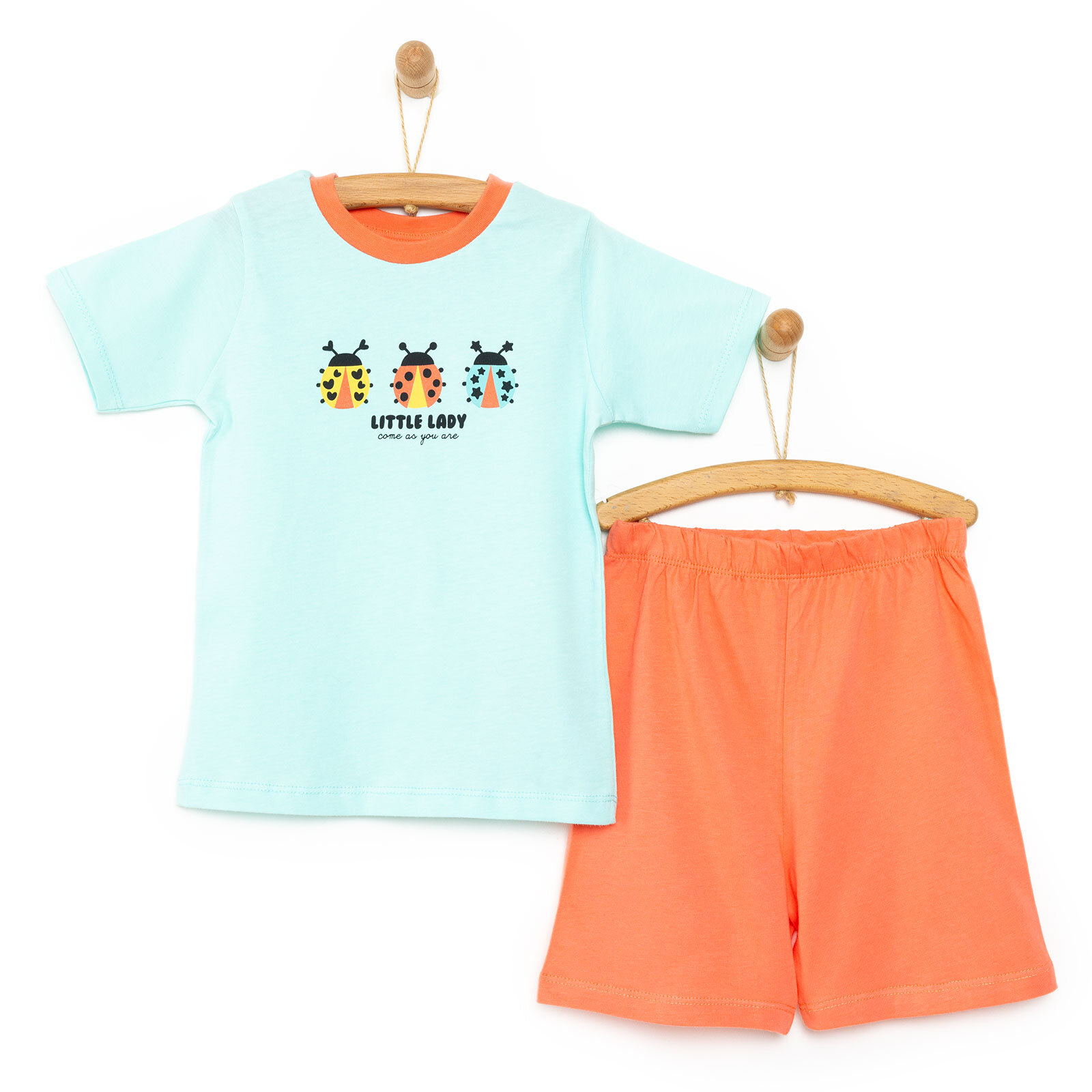 Kısa Kol Bisiklet Yaka Pijama Takımı Kız Bebek