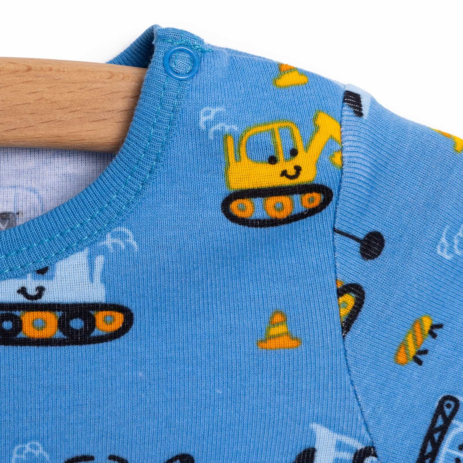 Erkek Bebek 2'li Body Ribana Çıtçıtlı Zıbın Bisiklet Yaka Kısa Kol Mavi