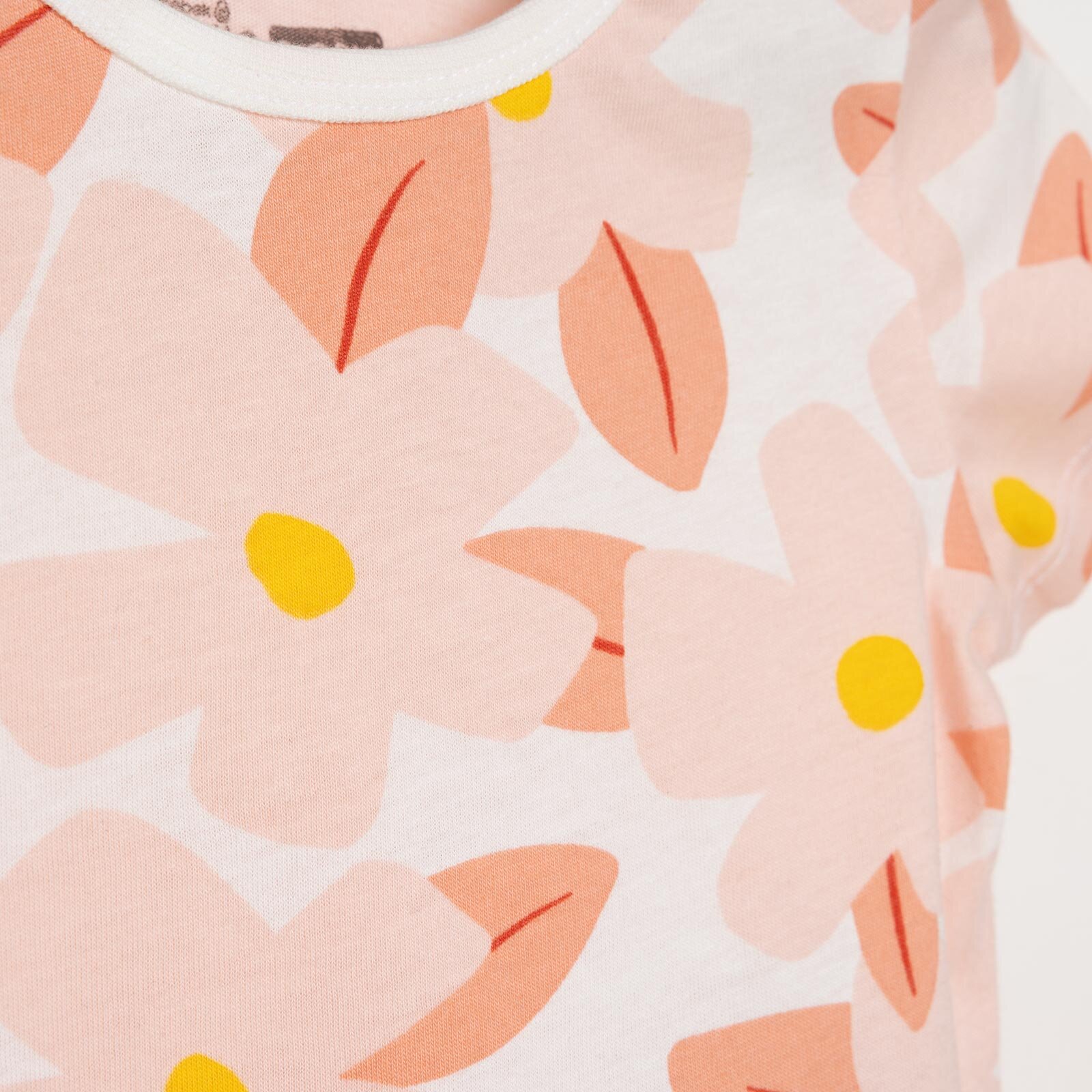 Kısa Kol Büyük Çiçek Desenli Bisiklet Yaka Pijama Takımı Kısa Kol Büyük Çiçek Desenli Bisiklet Yaka Pijama Takımı