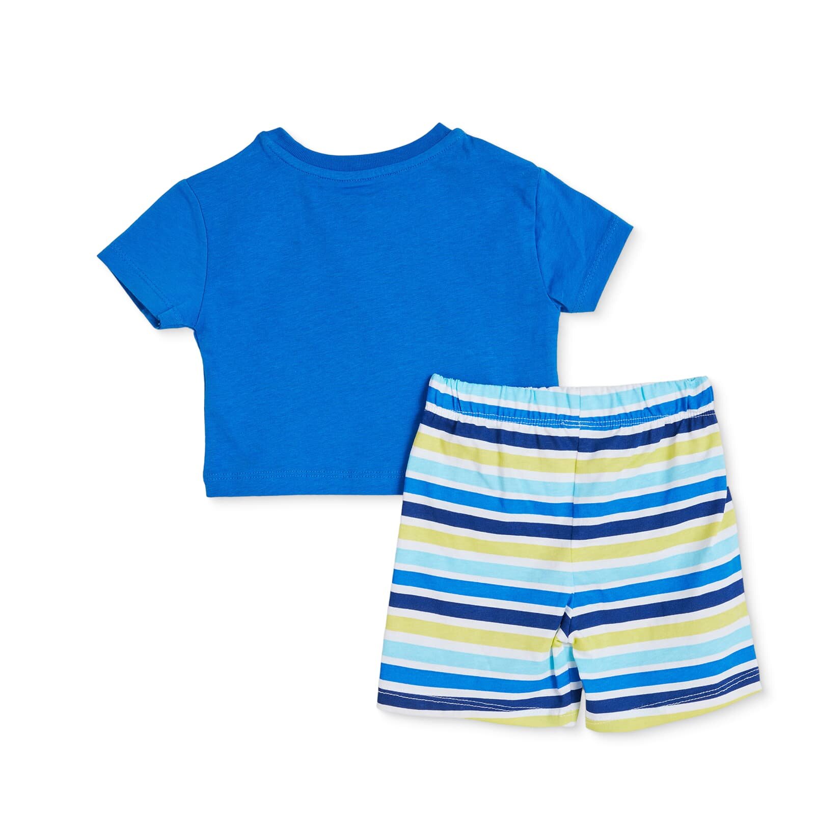 Erkek Bebek Kısa Kol Pijama Takımıa Bisiklet Yaka Kısa Kol Reçme Paça