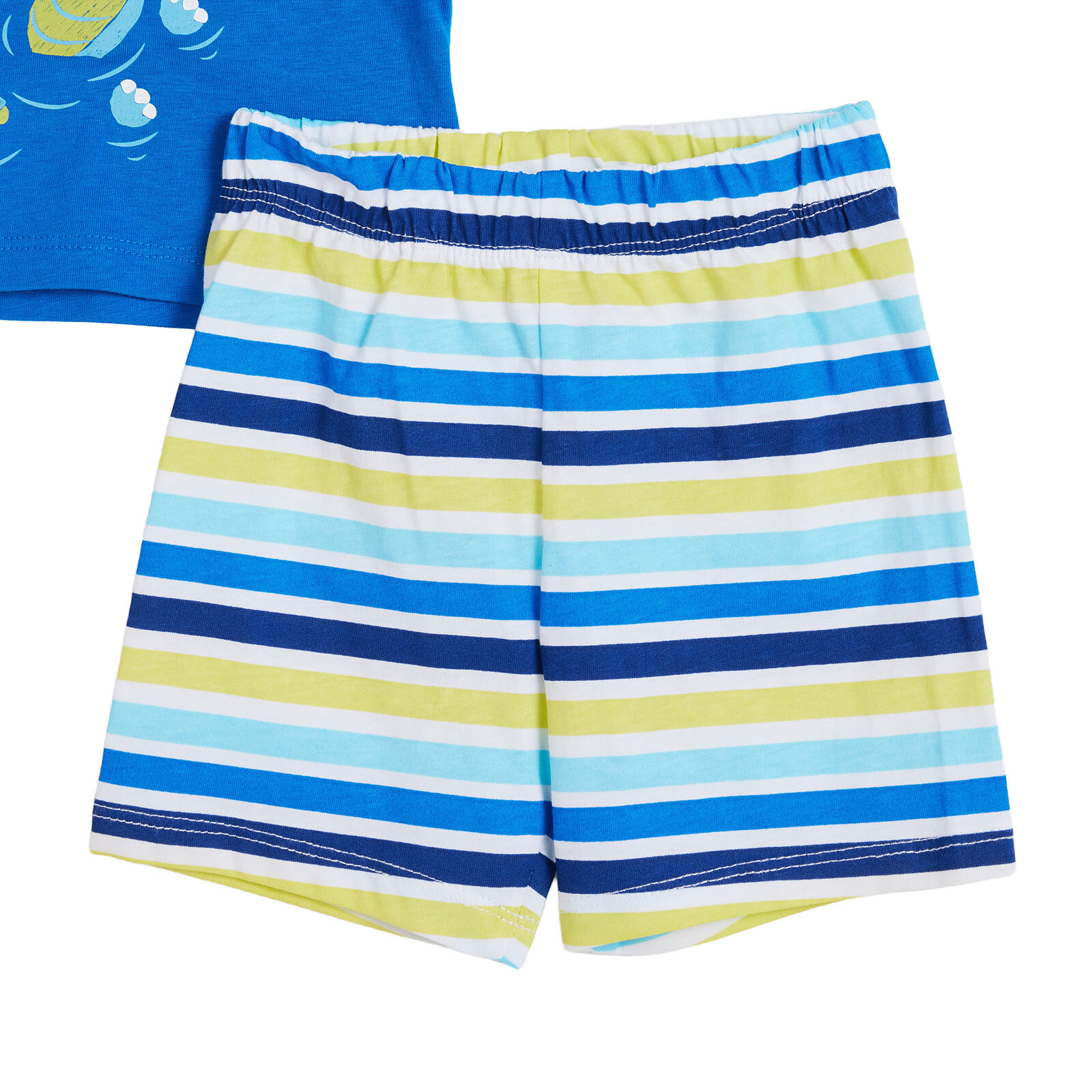 Erkek Bebek Kısa Kol Pijama Takımıa Bisiklet Yaka Kısa Kol Reçme Paça