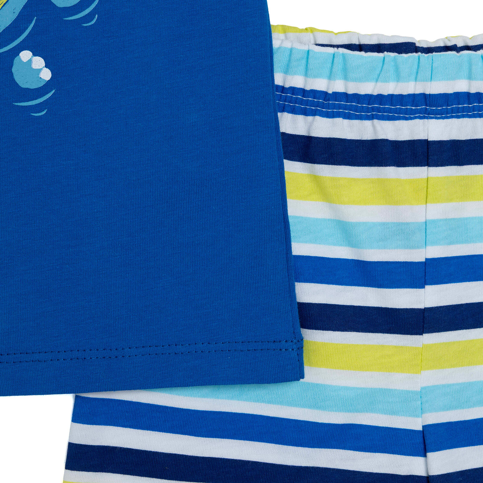 Erkek Bebek Kısa Kol Pijama Takımıa Bisiklet Yaka Kısa Kol Reçme Paça