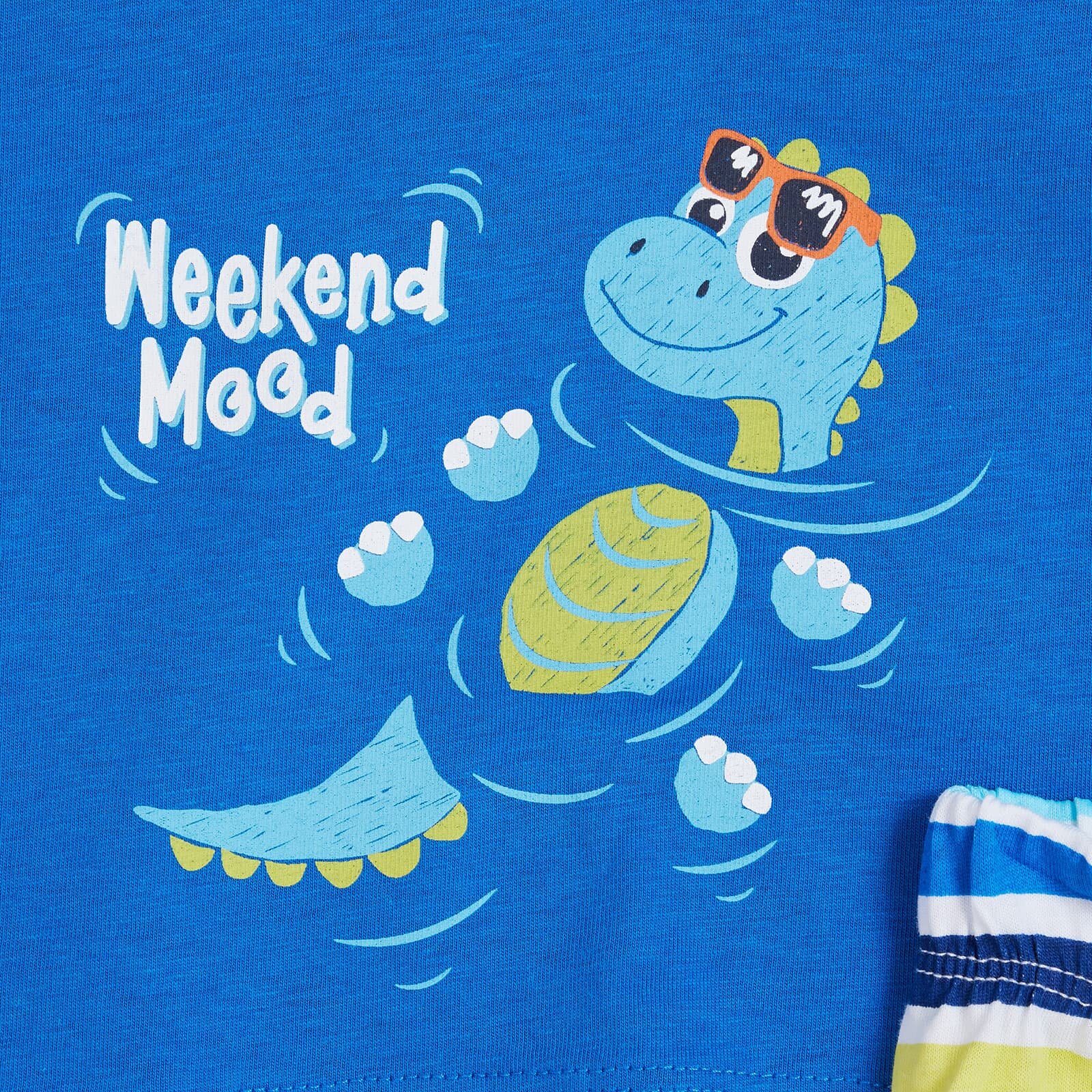 Erkek Bebek Kısa Kol Pijama Takımıa Bisiklet Yaka Kısa Kol Reçme Paça