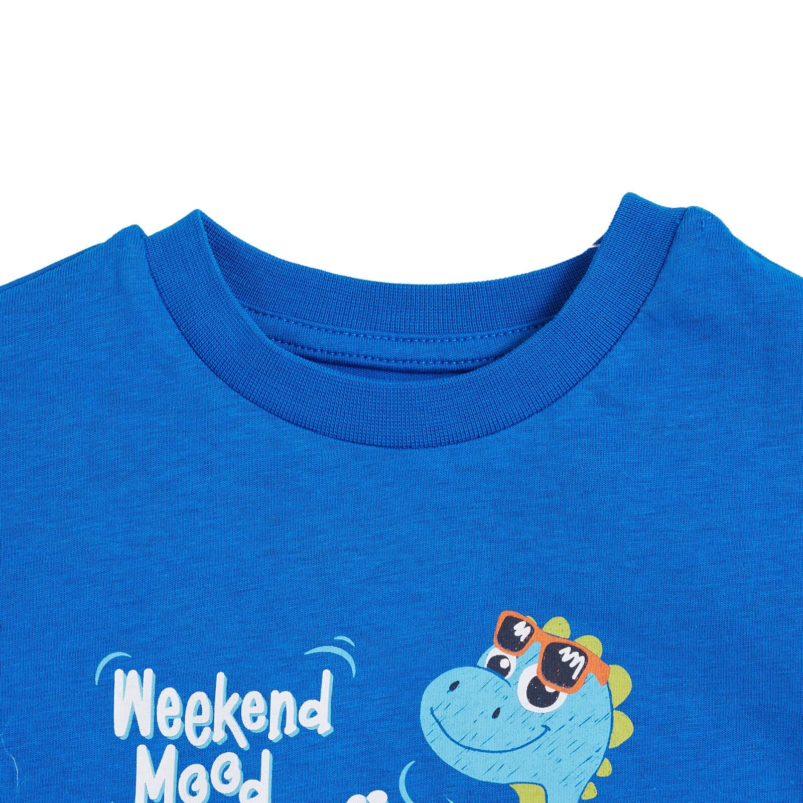 Erkek Bebek Kısa Kol Pijama Takımıa Bisiklet Yaka Kısa Kol Reçme Paça